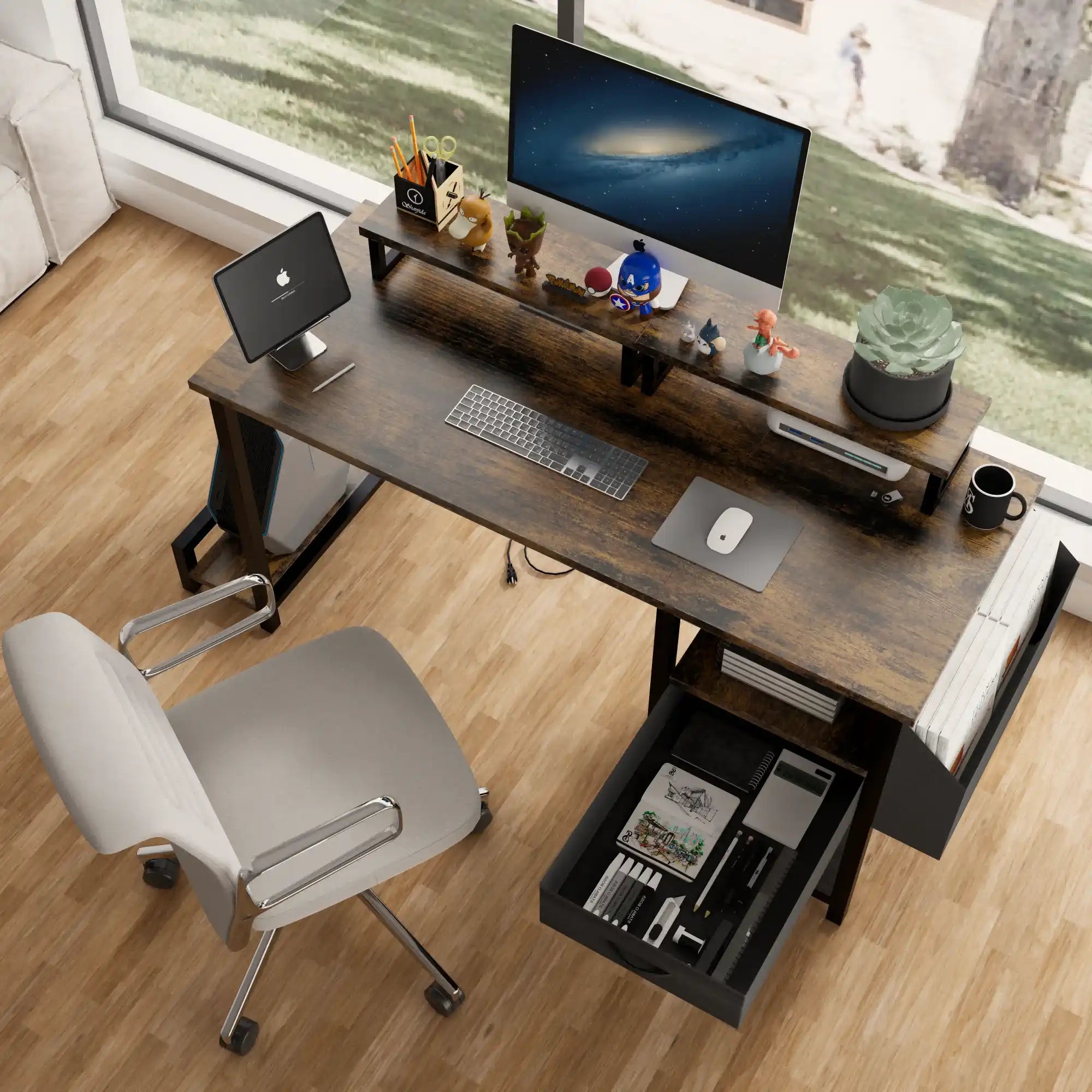 Jovie Computer Desk with Drawer and Power Outlets