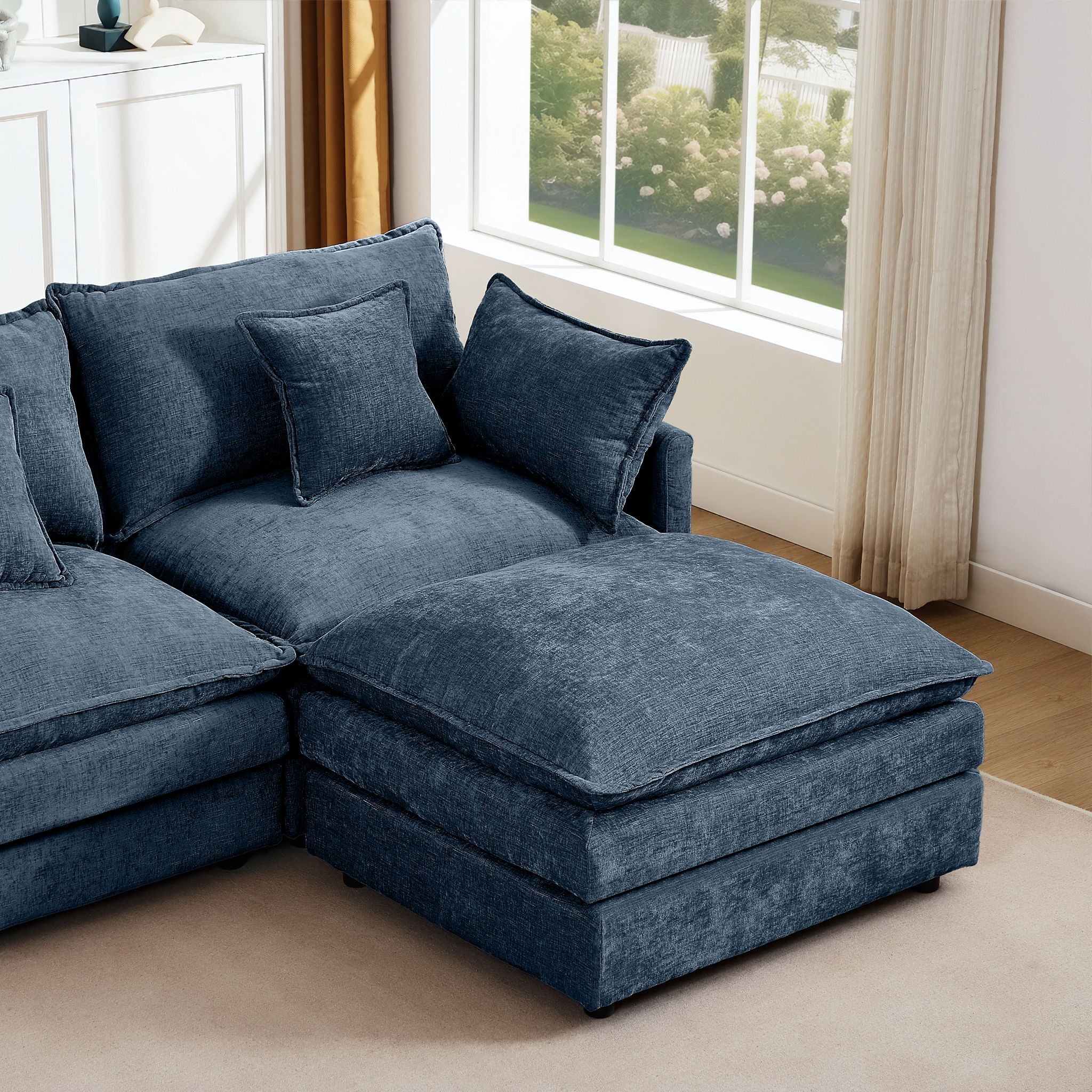 Modular L-Shaped Sectional Sofa With Movable Ottoman