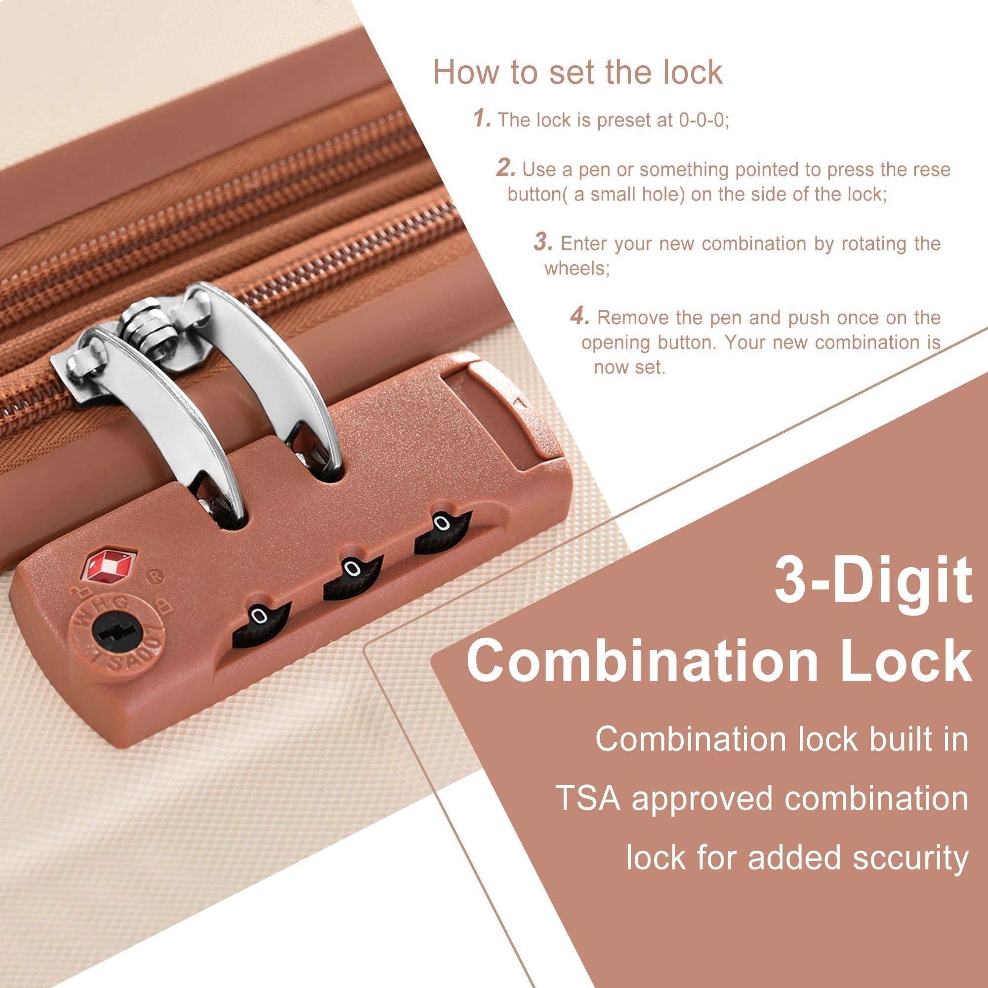 Brown & White 6-Piece Expandable Hardshell Luggage Set