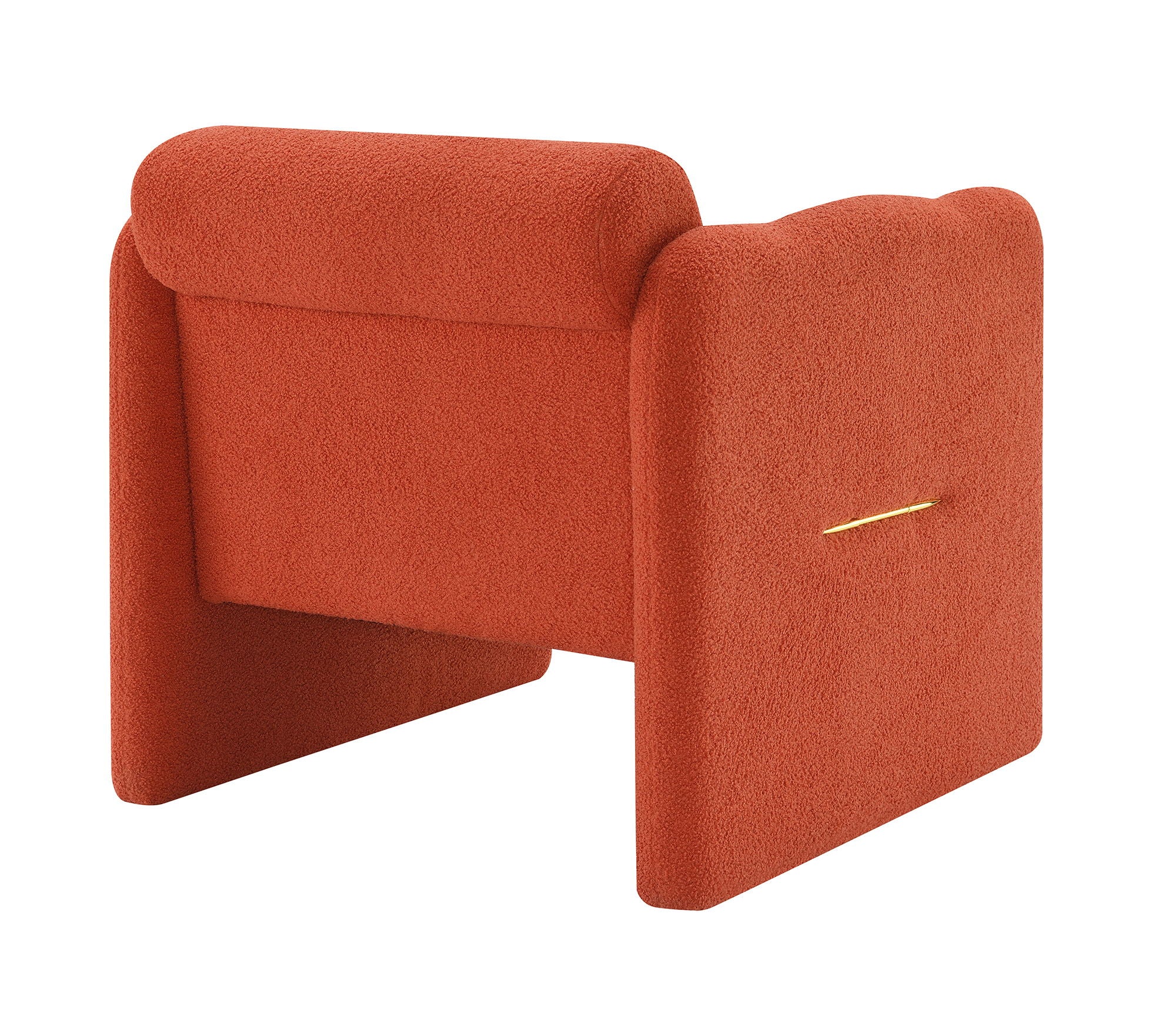 Arm Chair With Waved Arms, Metal Decoration On Both Side Arms