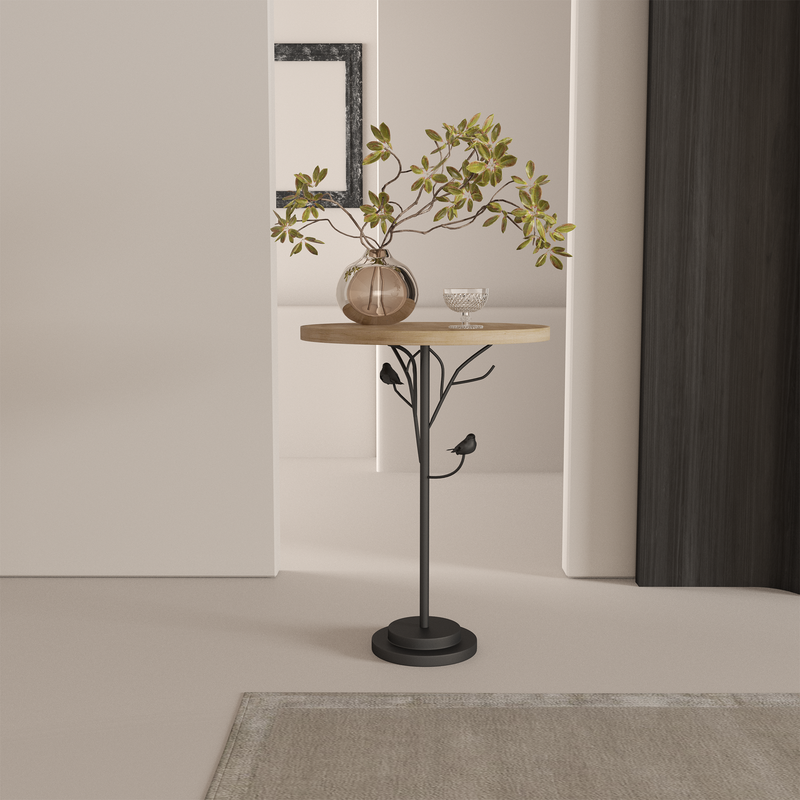 Round Side Table, Small Drink Table for Small Spaces (Natural) - Best Buy Furniture