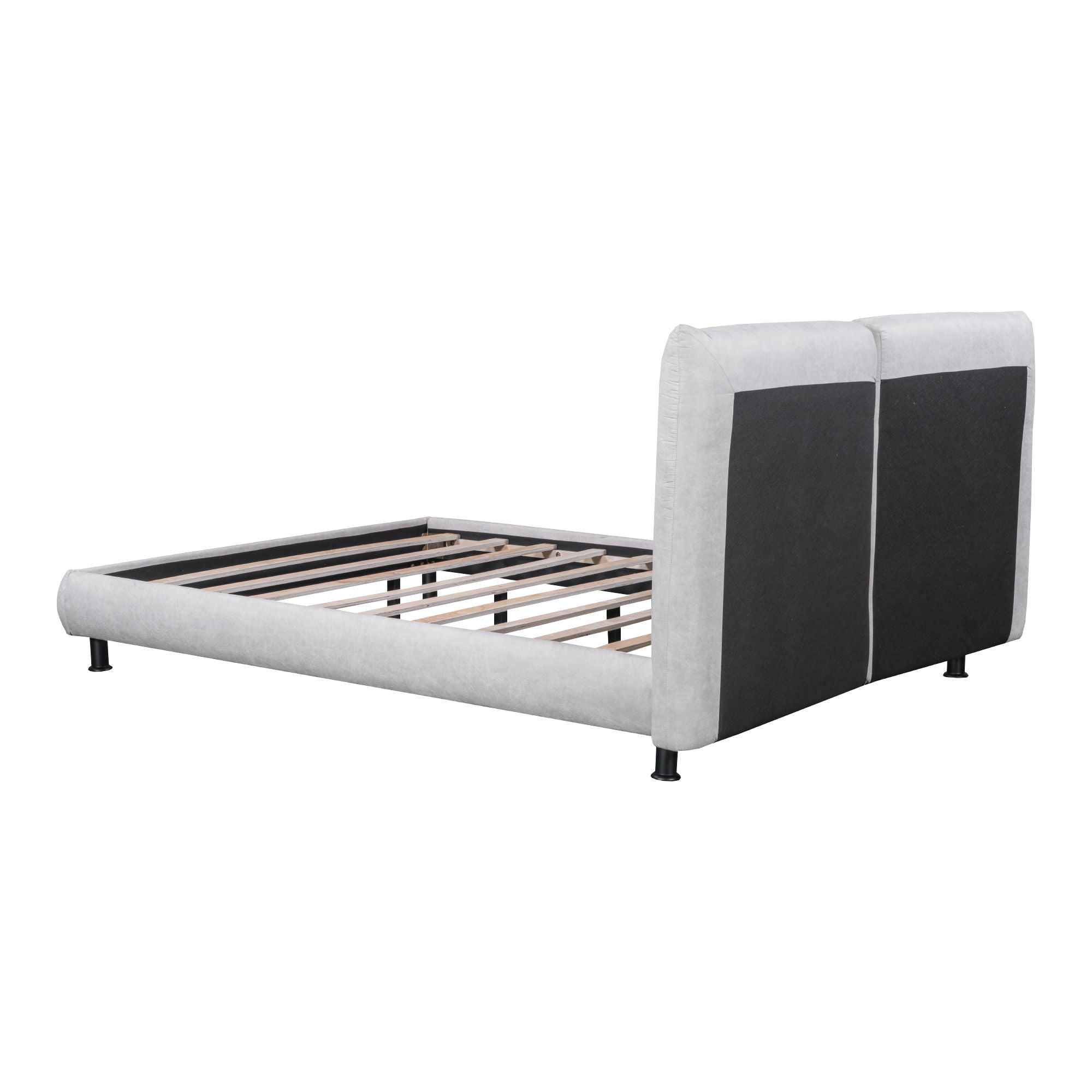 Upholstered Platform Bed With 2 Large Headrests And Thick