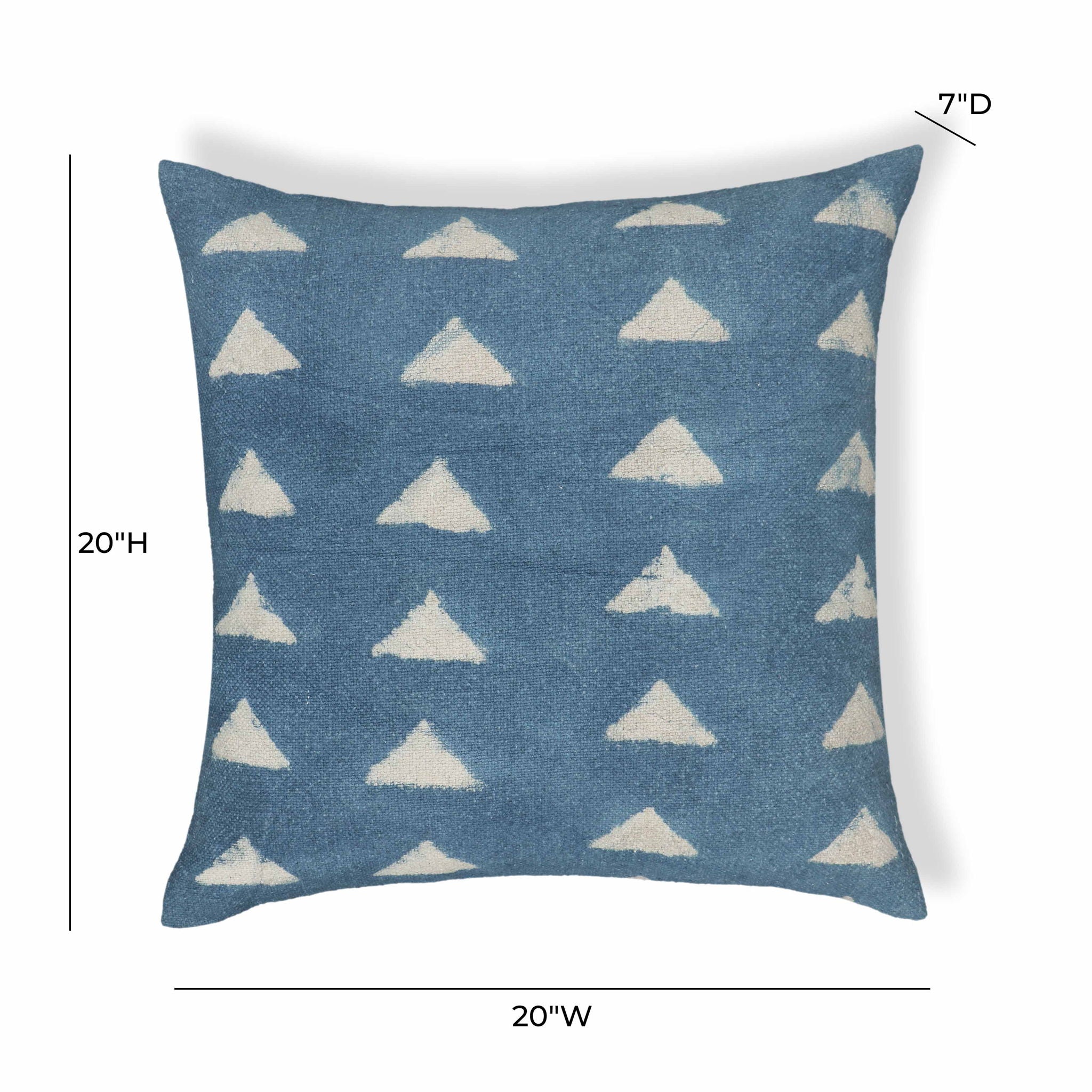 Indigo - Triangles Cotton Square Accent Pillow - Indigo