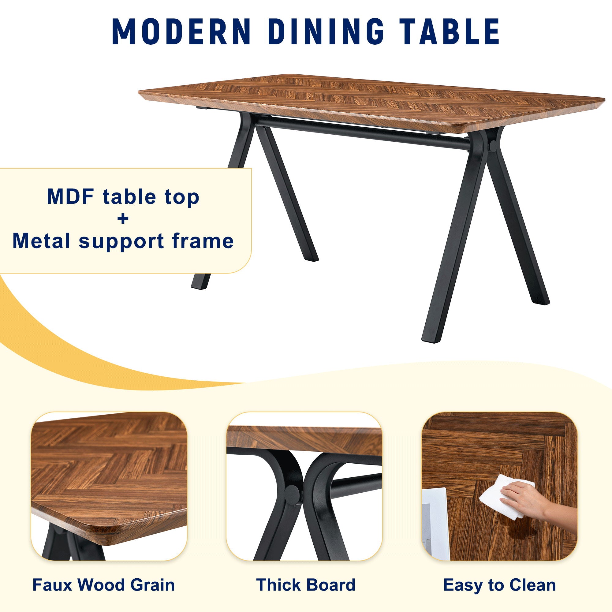 Herringbone Pattern Dining Table A Perfect Match For Modern Minimalist And Industrial Home Styles - Walnut