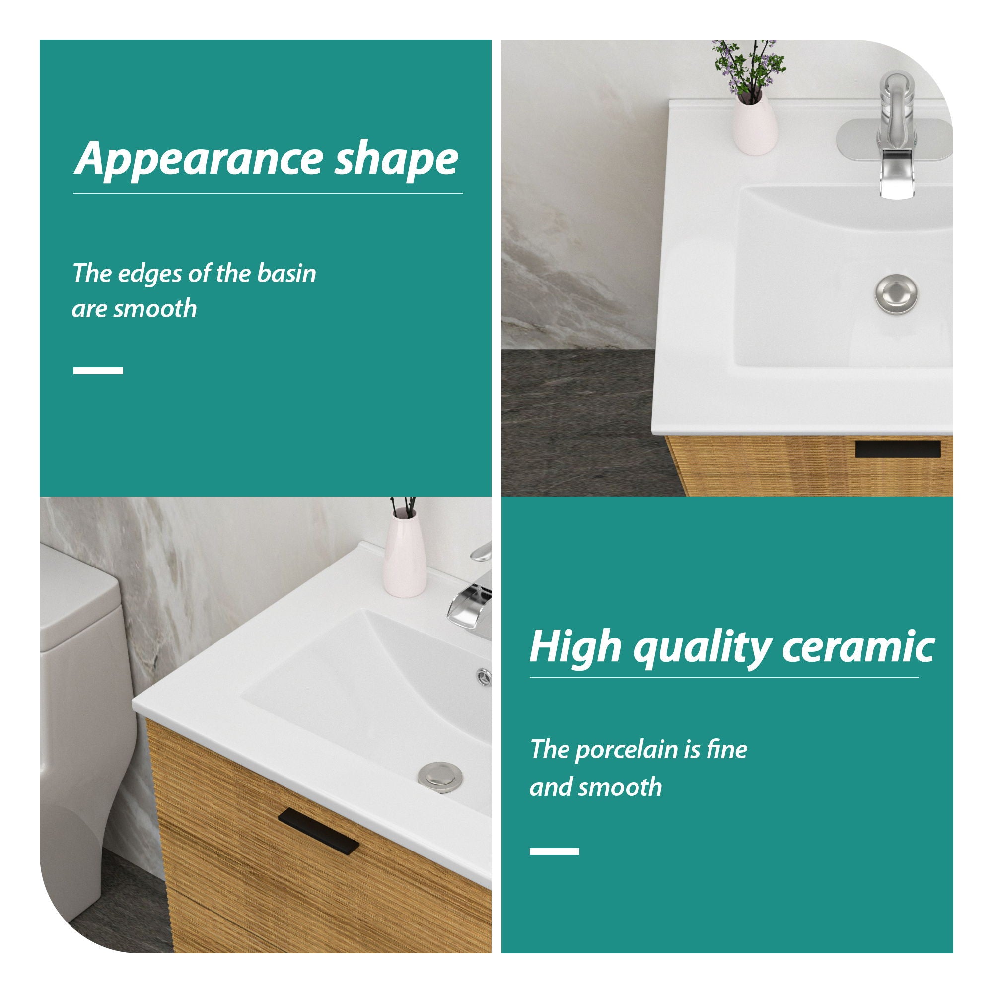 Premium Rectangular Vanity Top With Single Faucet Hole And Overflow