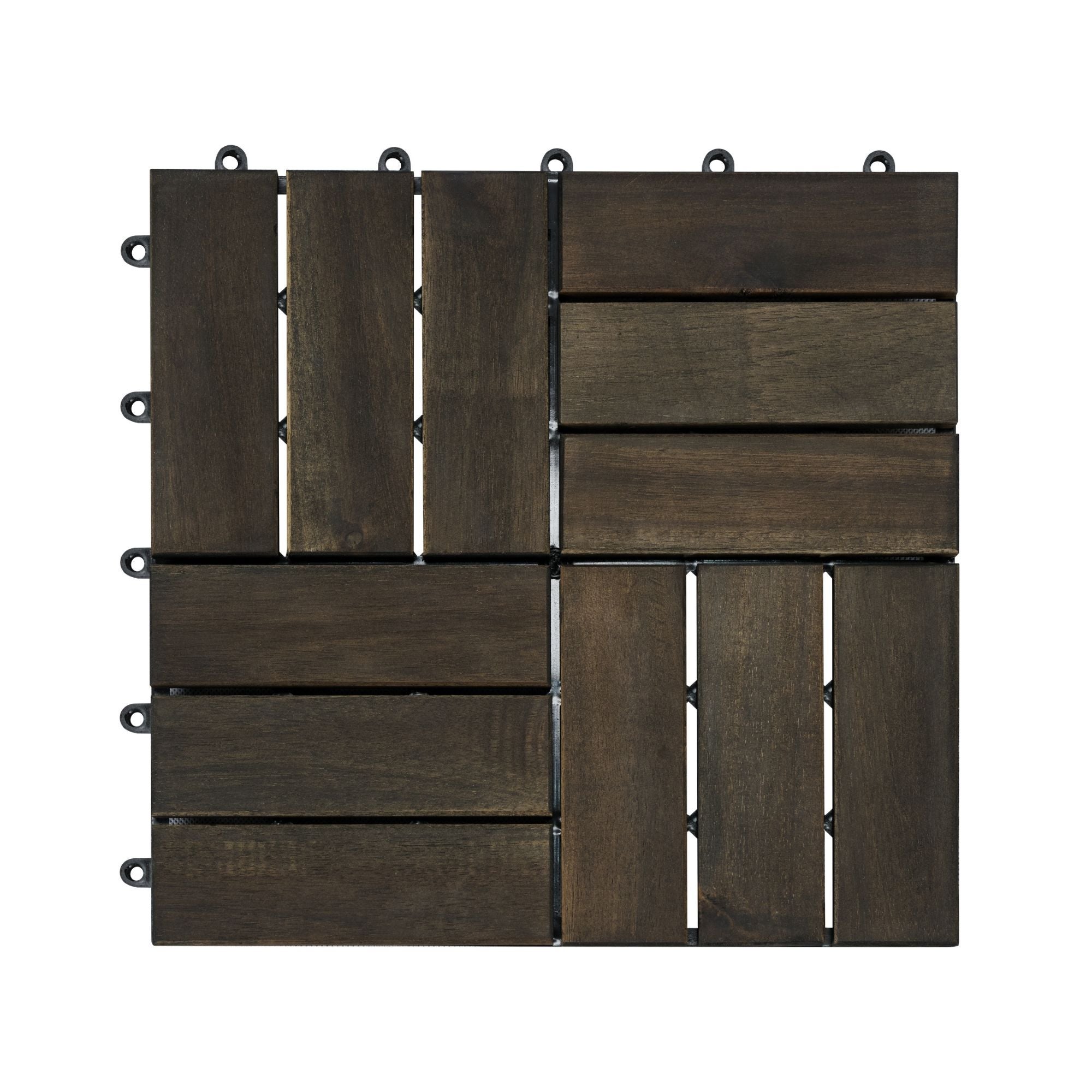 Acacia Wood Interlocking Deck Tiles Checker Pattern For Outdoor Flooring