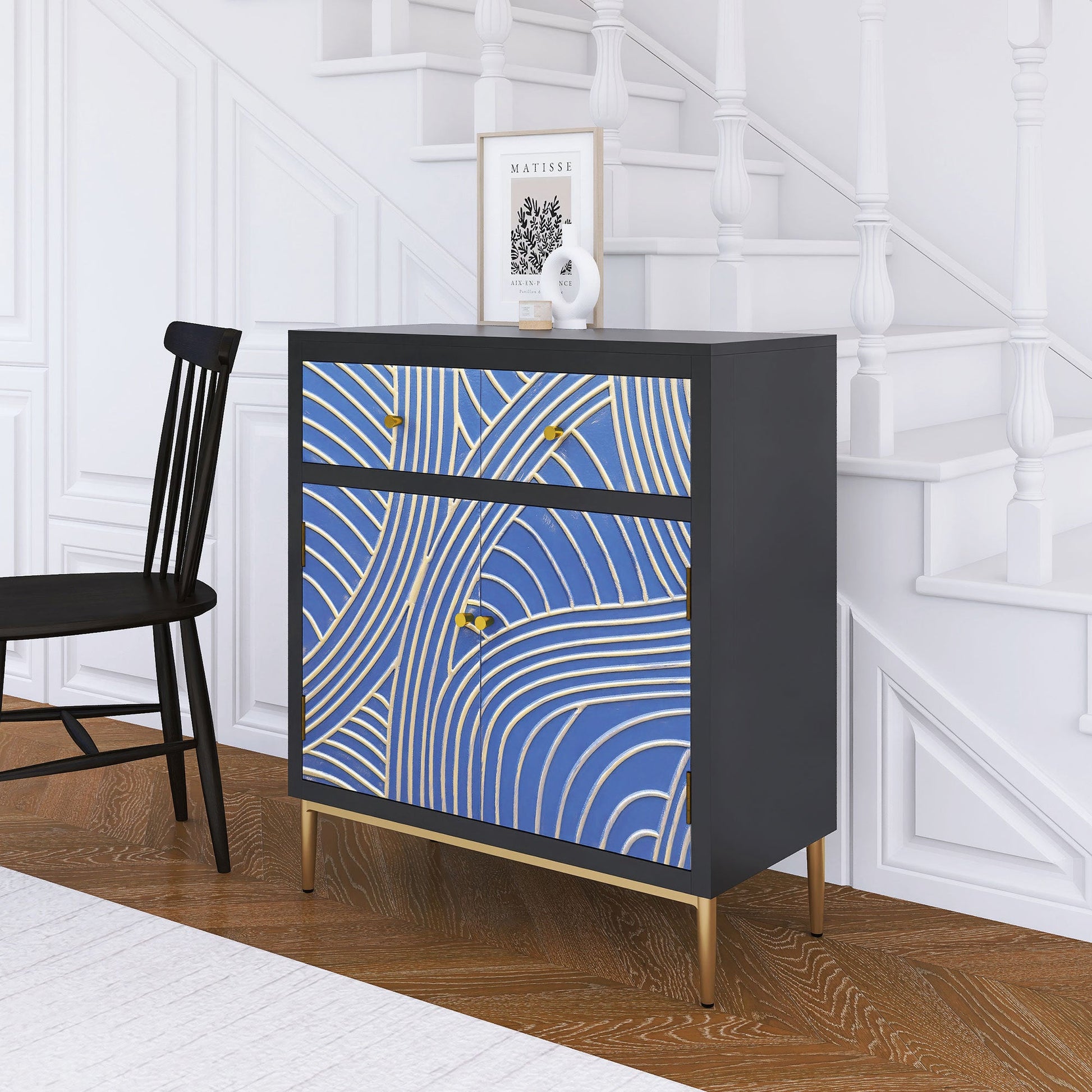 Black & Blue Modern MDF Storage Cabinet – Adjustable Shelf & Drawer - Best Buy Furniture