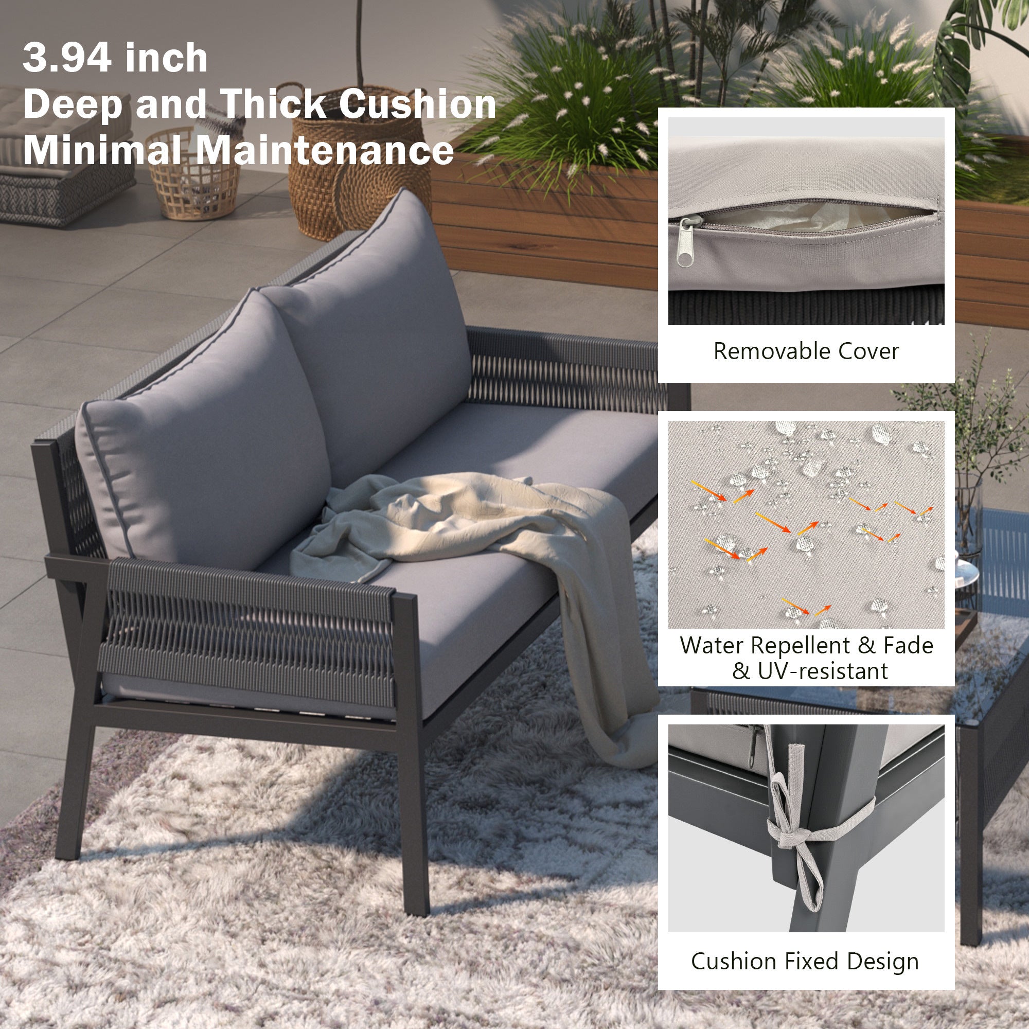 4-Piece Boho-Inspired Outdoor Rope Lounge Set
