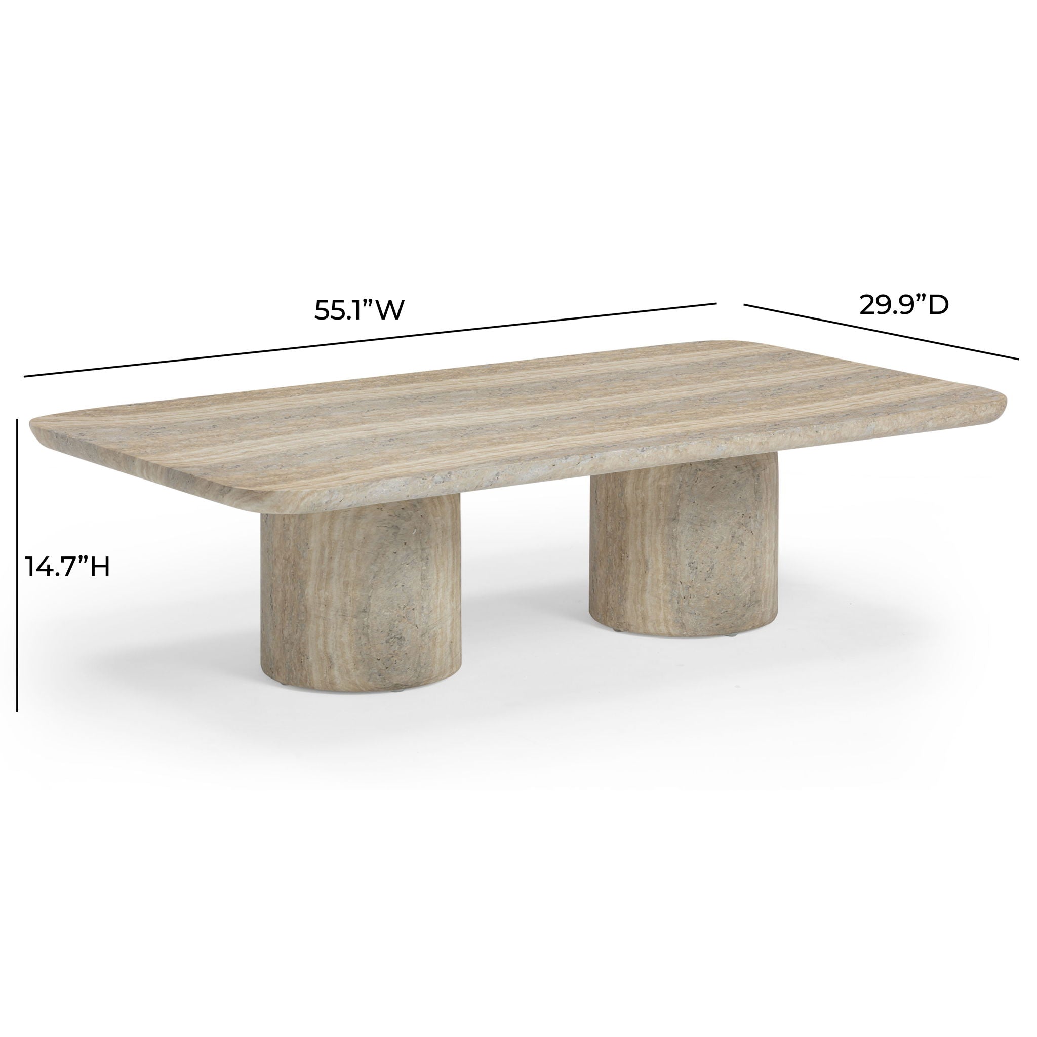 Tyche - Indoor / Outdoor Concrete Rectangular Coffee Table - Faux Travertine