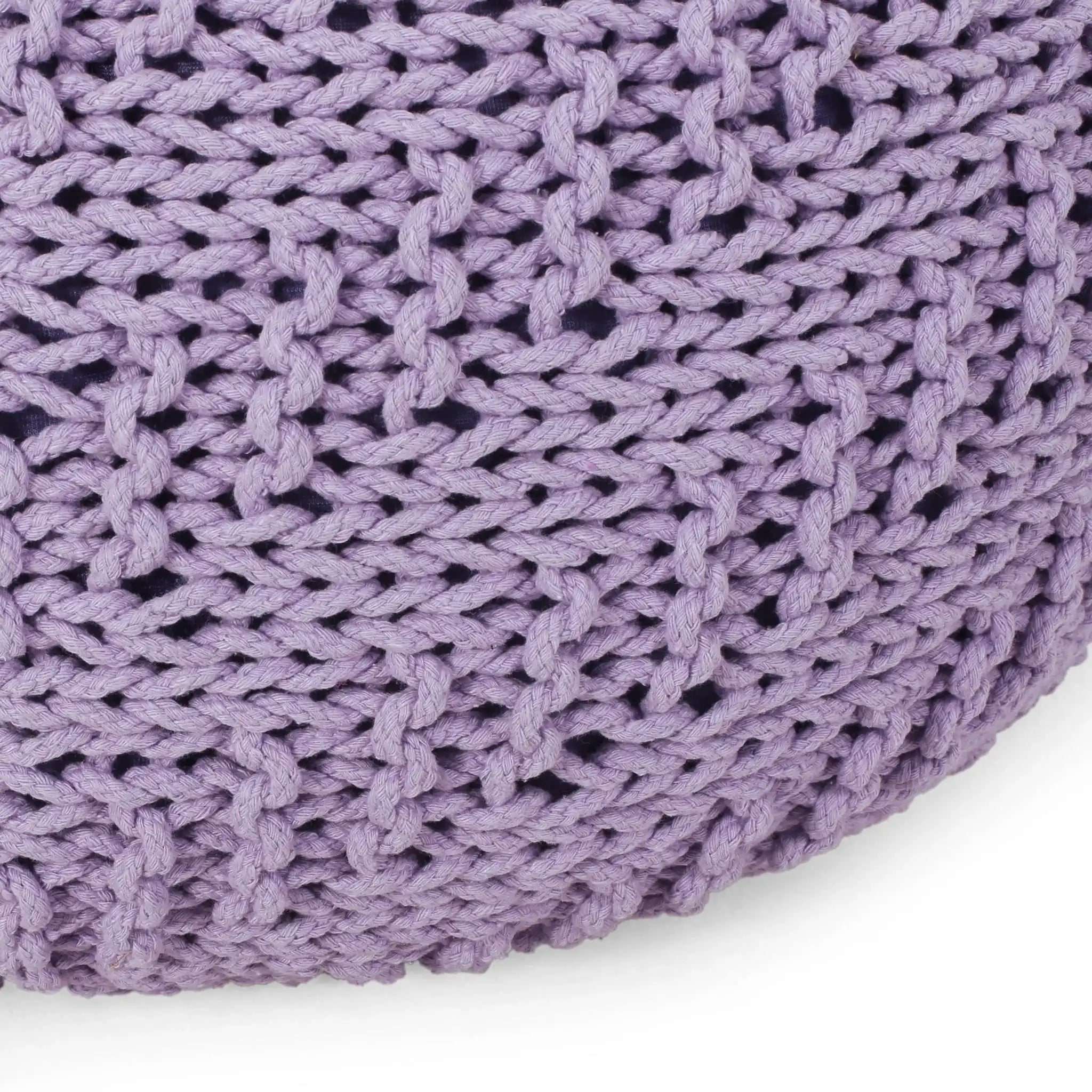 Bordeaux - Knitted Cotton Round Pouf Ottoman