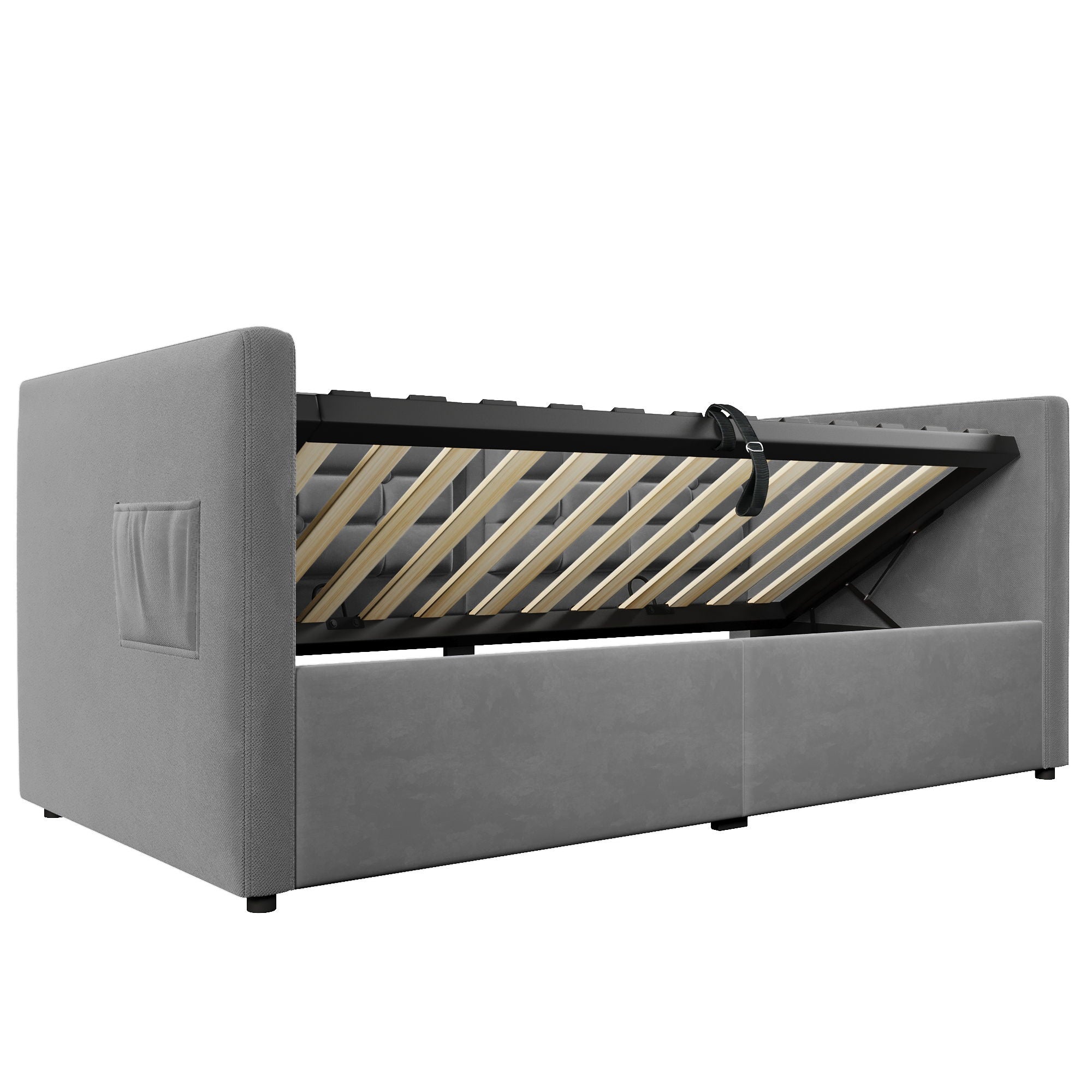 Upholstered Hydraulic Storage Daybed With USB & Type C Charging