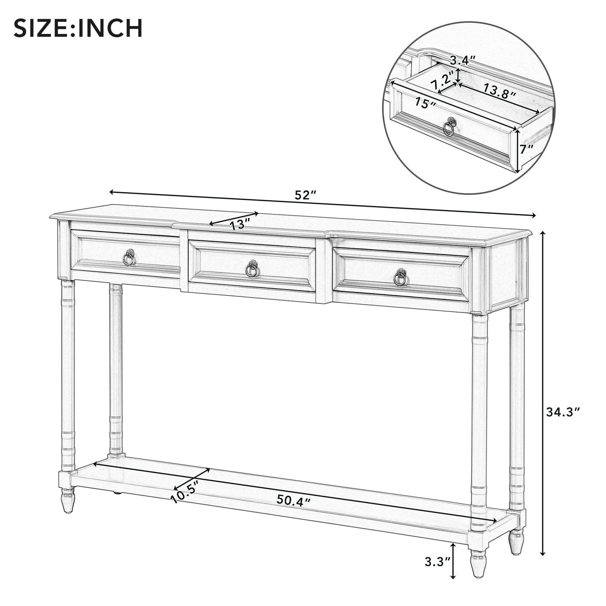 Console Table Sofa Table With Drawers For Entryway With Projecting Drawers And Long Shelf - Best Buy Furniture