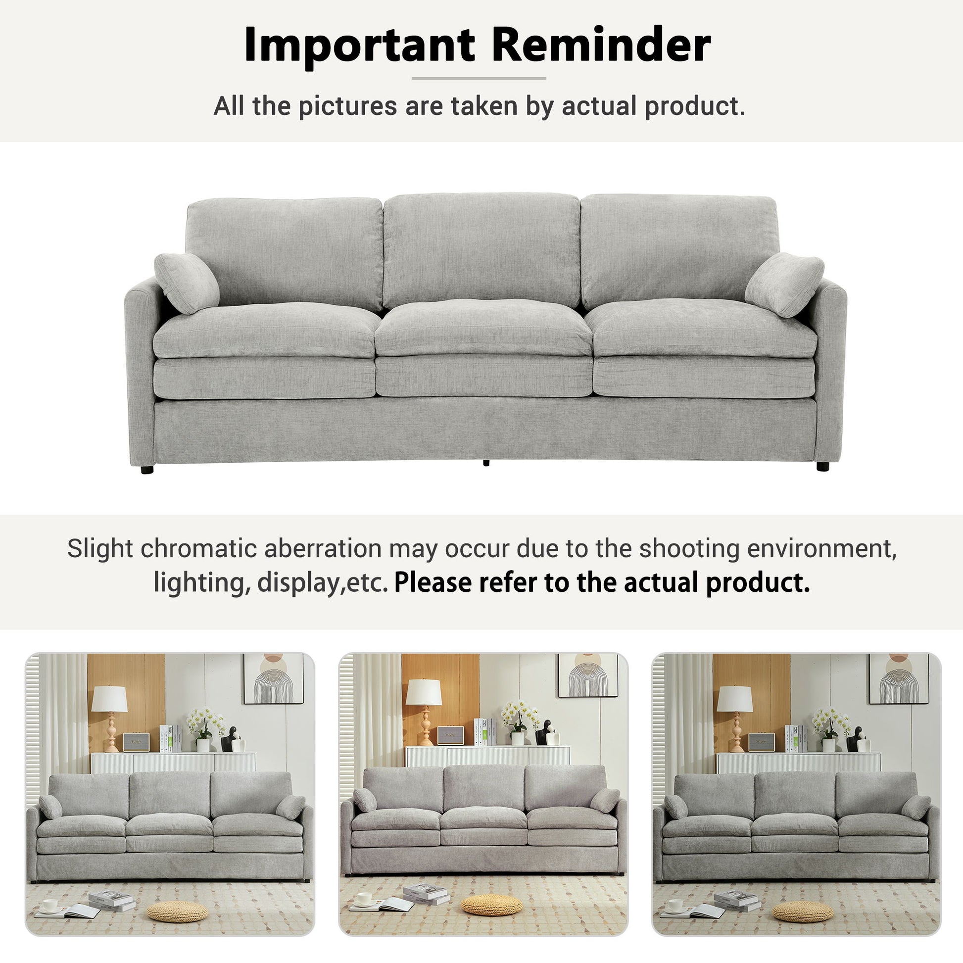 Cozy Upholstered 3 Seater Sofa Plush Cushion For Living Room - Best Buy Furniture