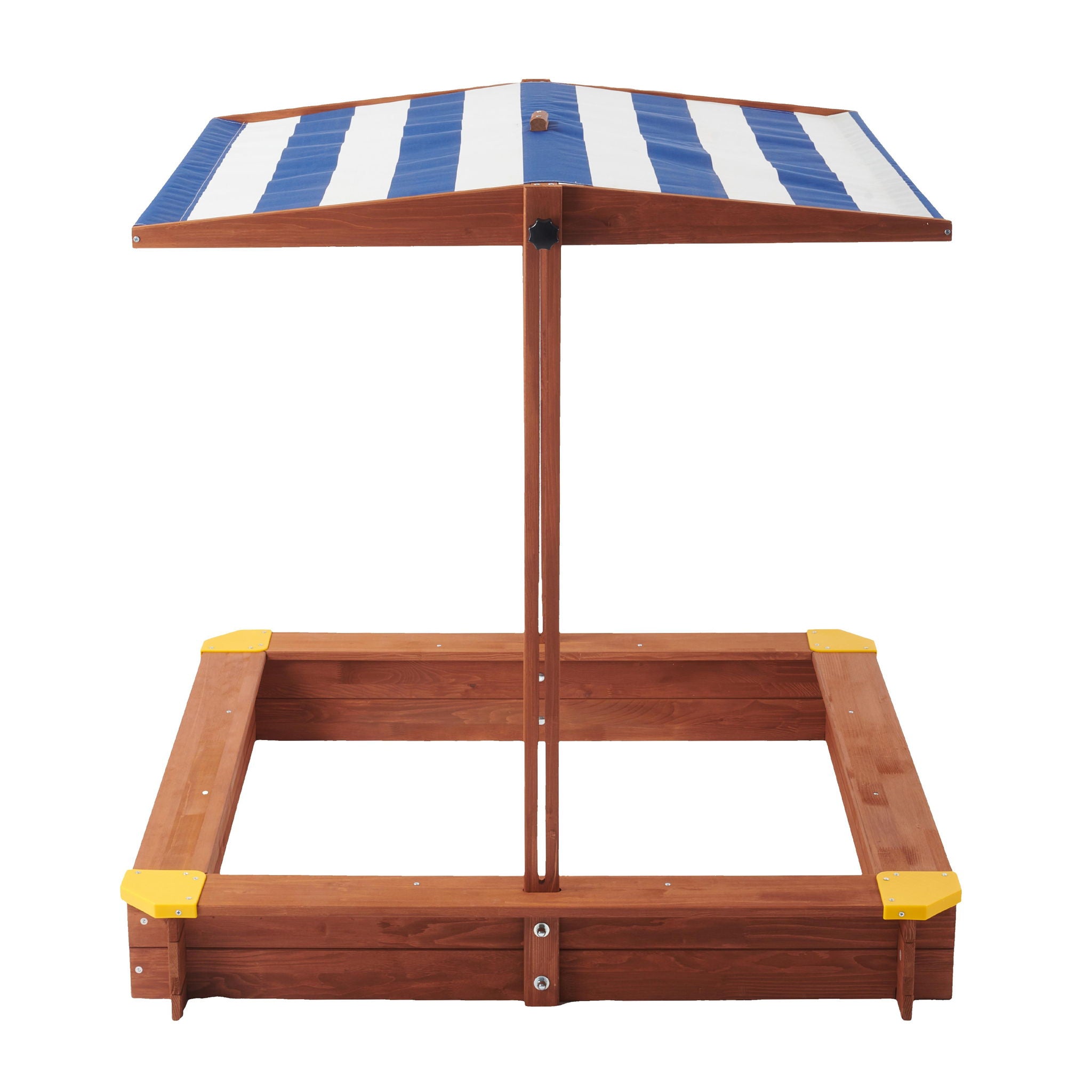 Kids Sandbox With Cover, Sand Box With Adjustable Canopy, Large Outdoor Cedar Sandpit For Backyard Play - Reddish Brown