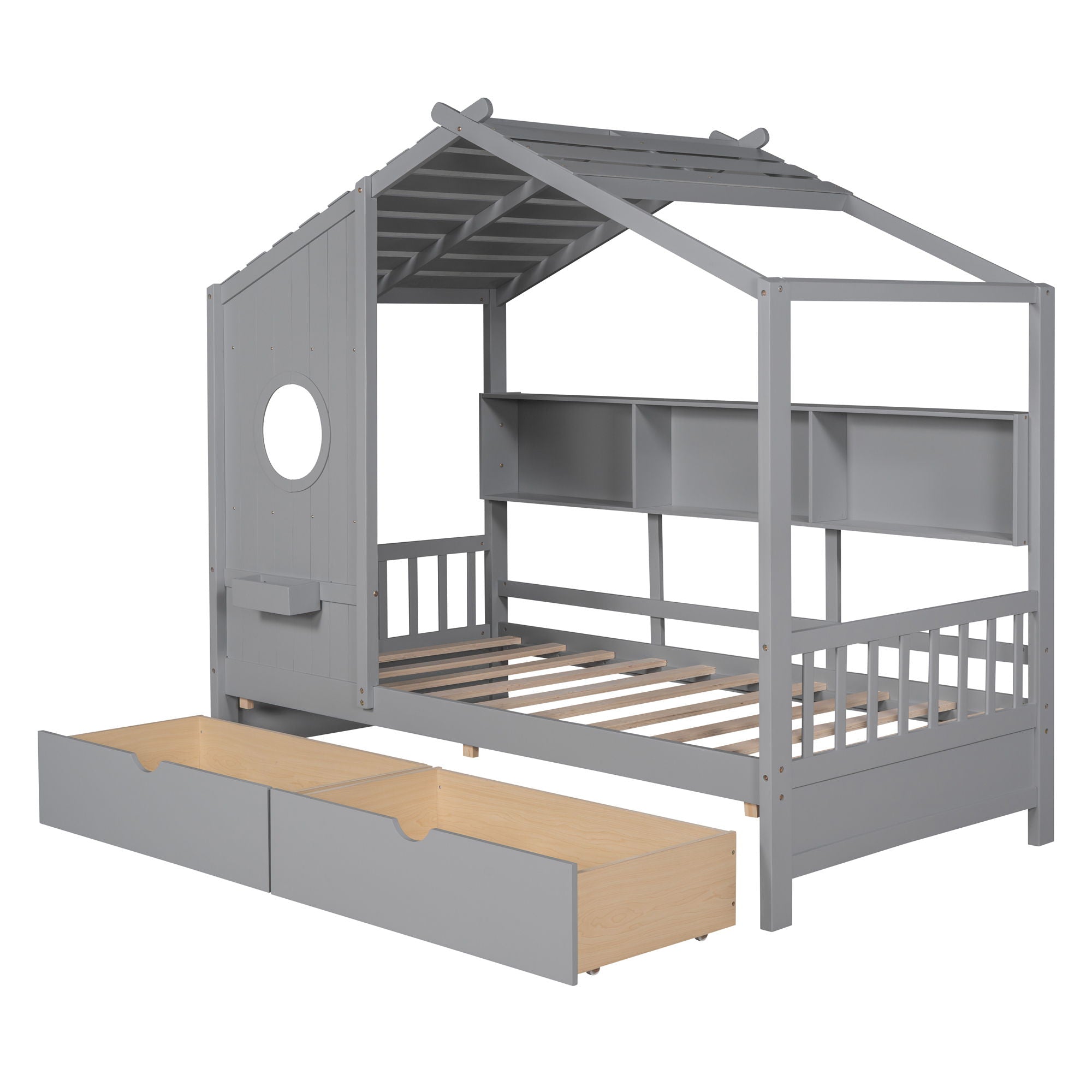 Modern Design House Bed With Storage Shelf