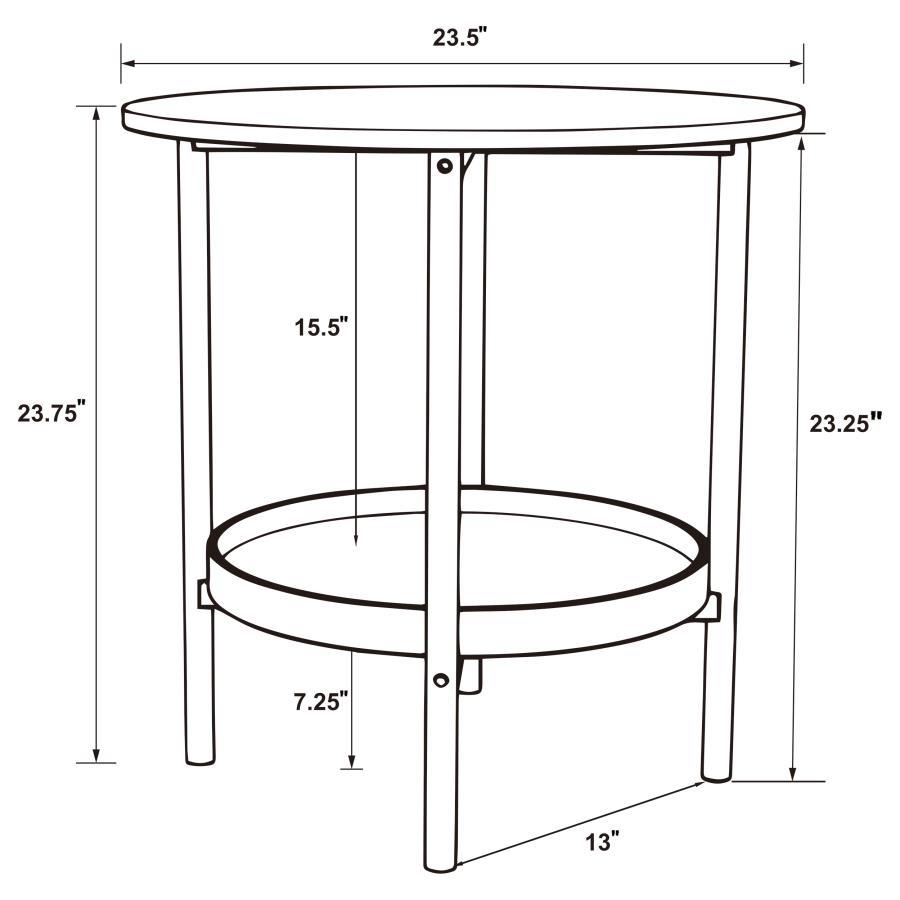 Delfin - Round Glass Top Side End Table - Black And Brown