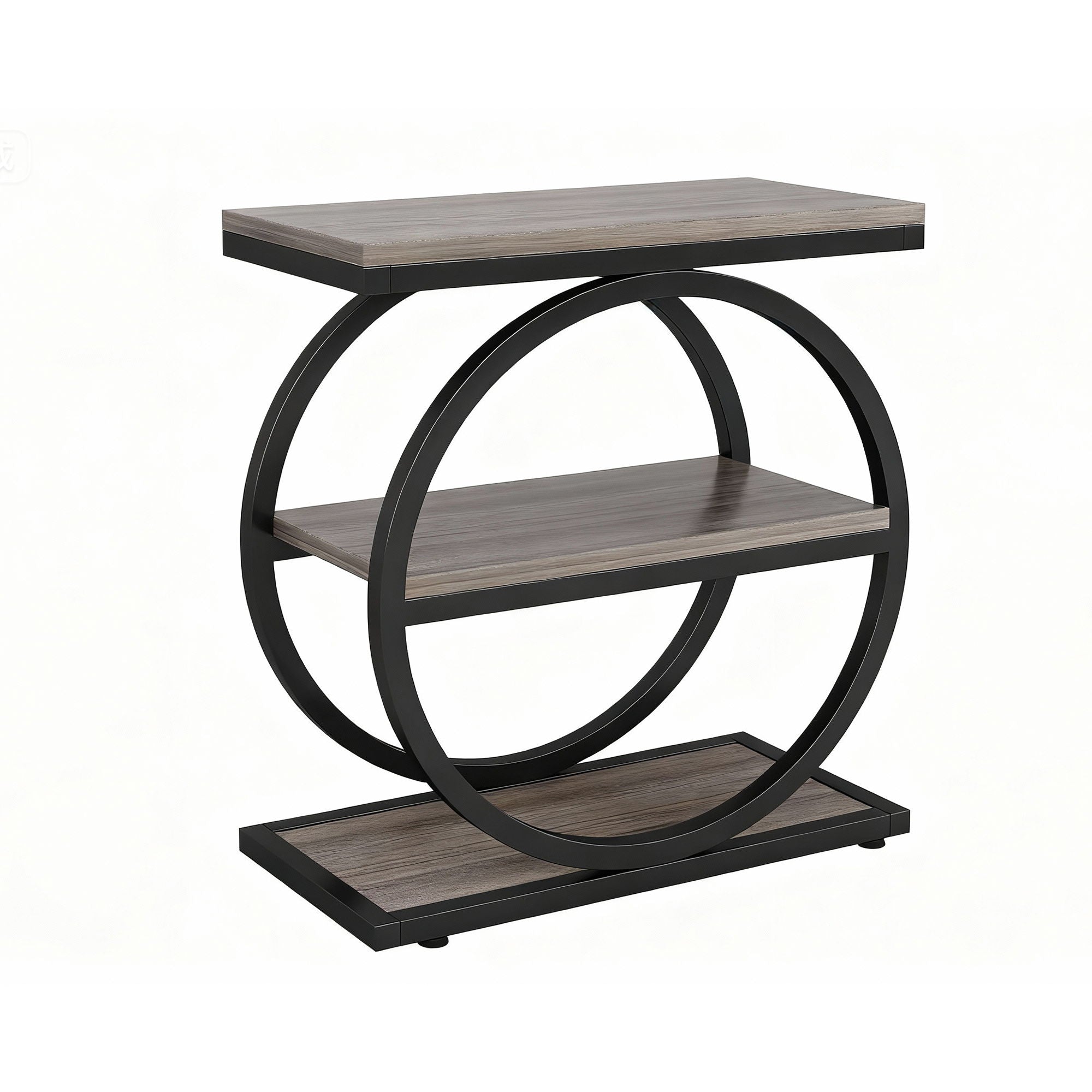 Industrial Narrow End Table With 3 Shelves
