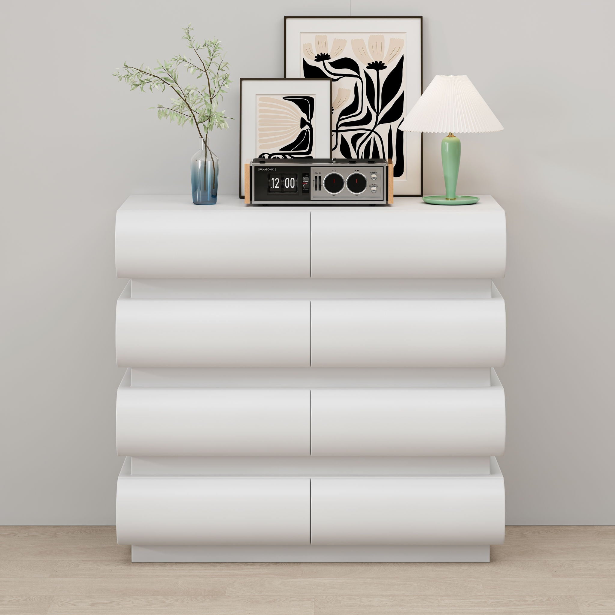 Minimalist Handle Less 8 Drawer Dresser With Wide Storage
