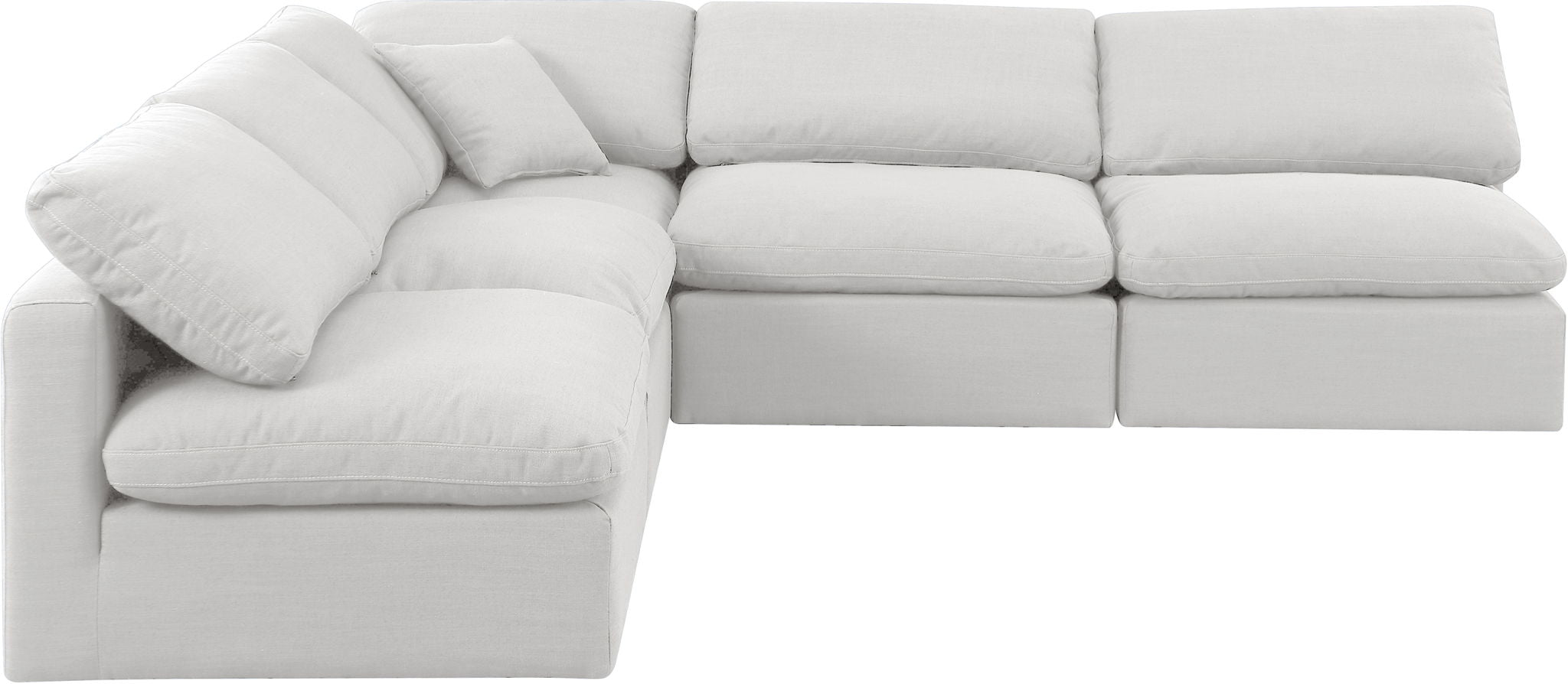 Indulge - Linen 5 Piece Modular Corner Armless Sectional - White
