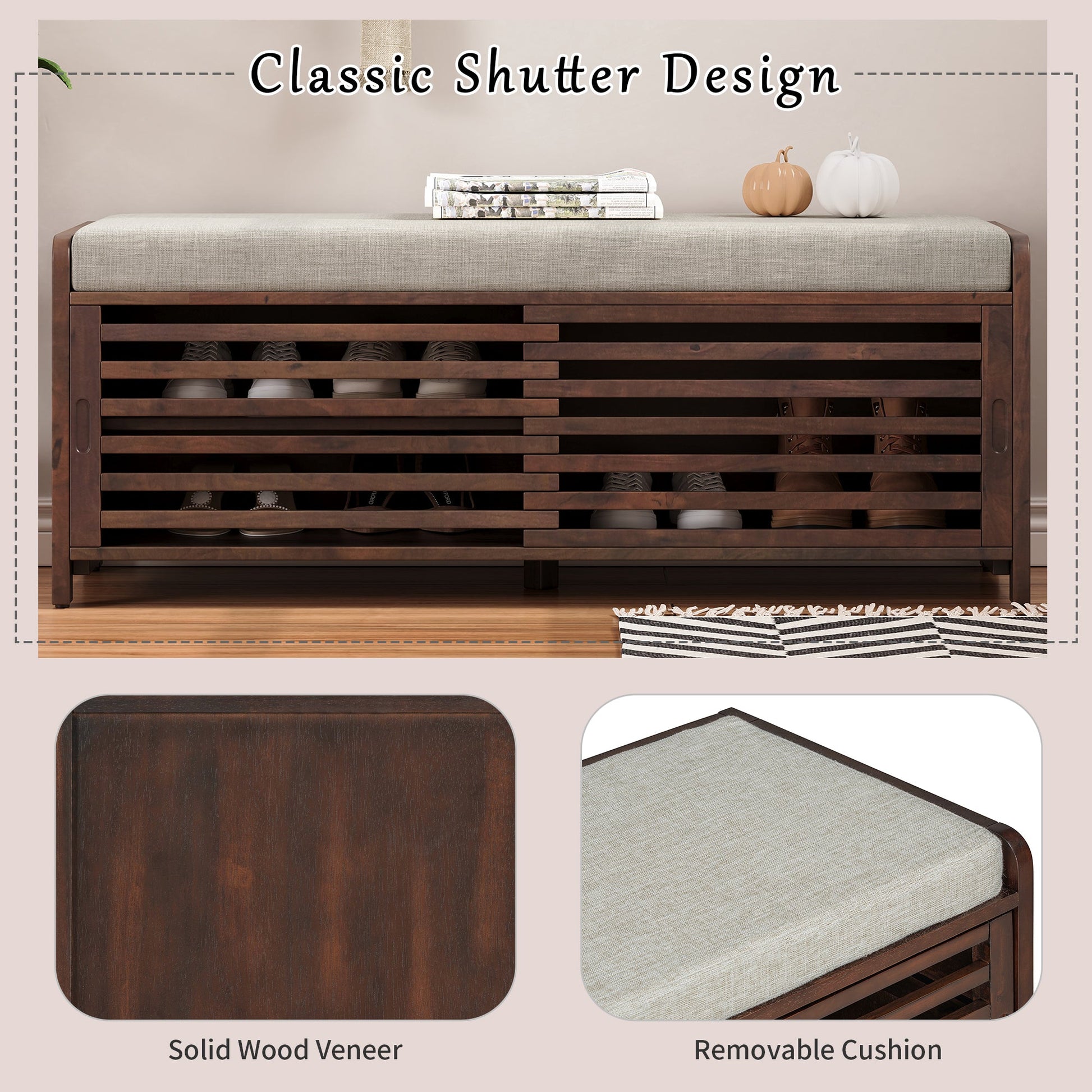 Shoe Bench with Storage and Cushion (Espresso) - Best Buy Furniture