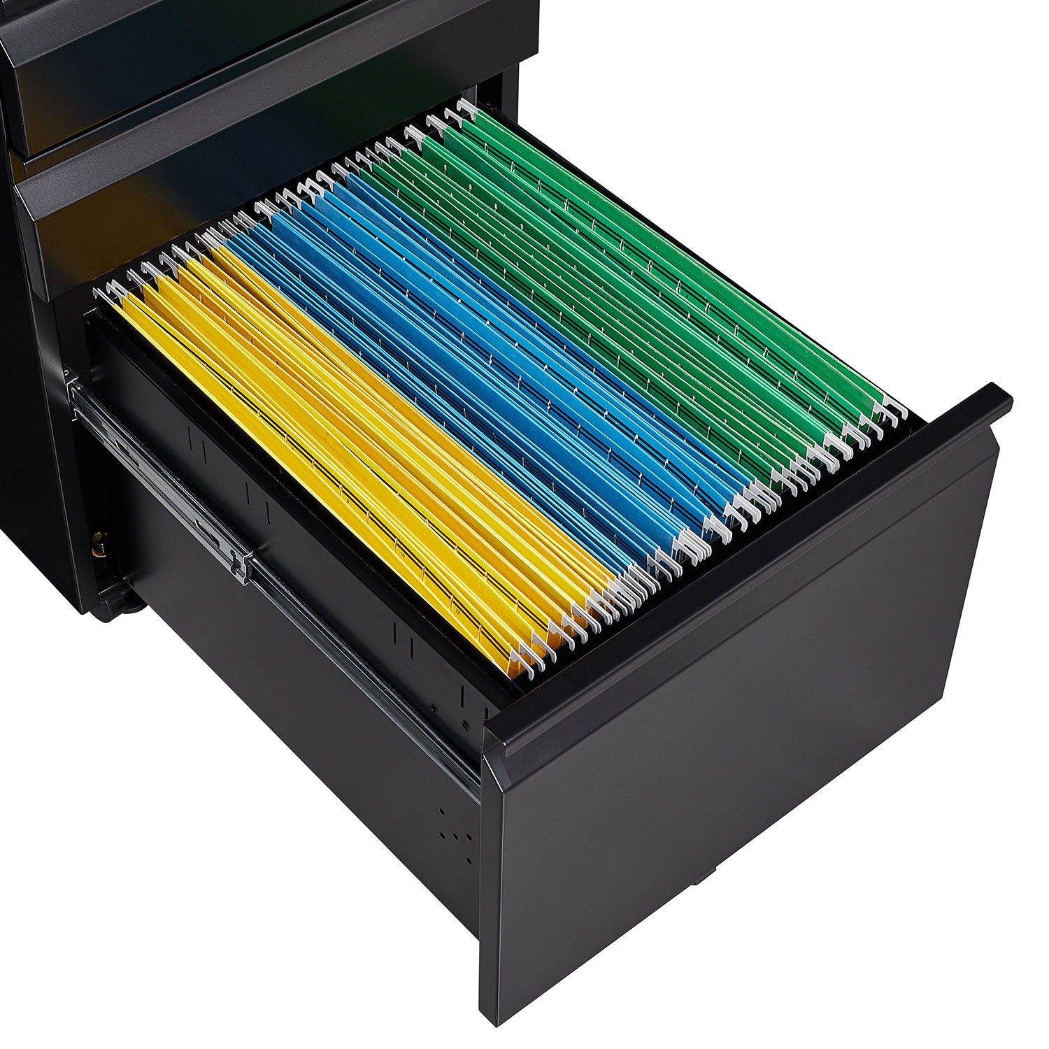Contemporary Black 3 Drawer Mobile Filing Cabinet With Lock, Metal Office Storage For Legal / Letter Size