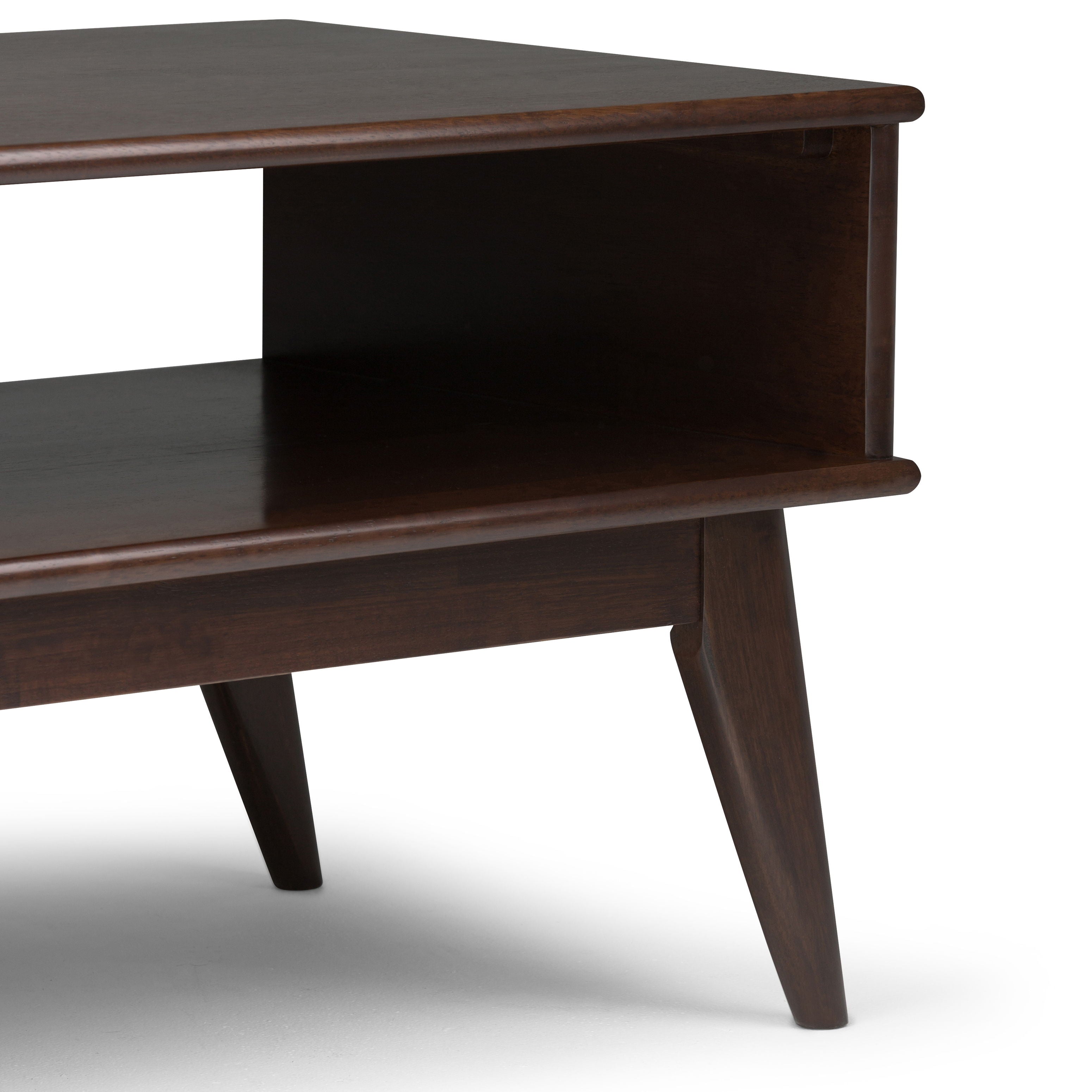 Draper - Mid Century Coffee Table - Medium Auburn Brown - Best Buy Furniture