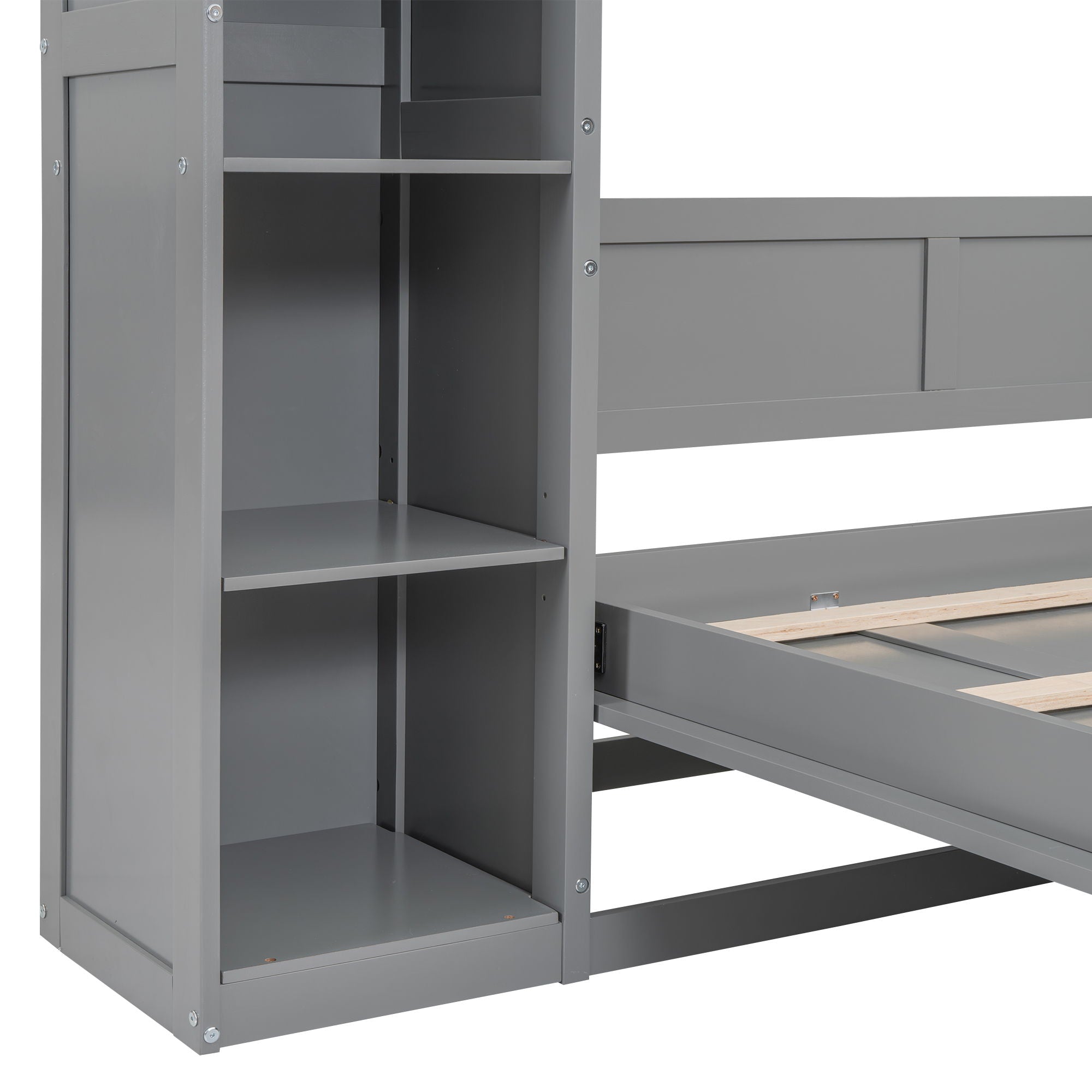 Wall Murphy Bed With Shelves And LED Lights