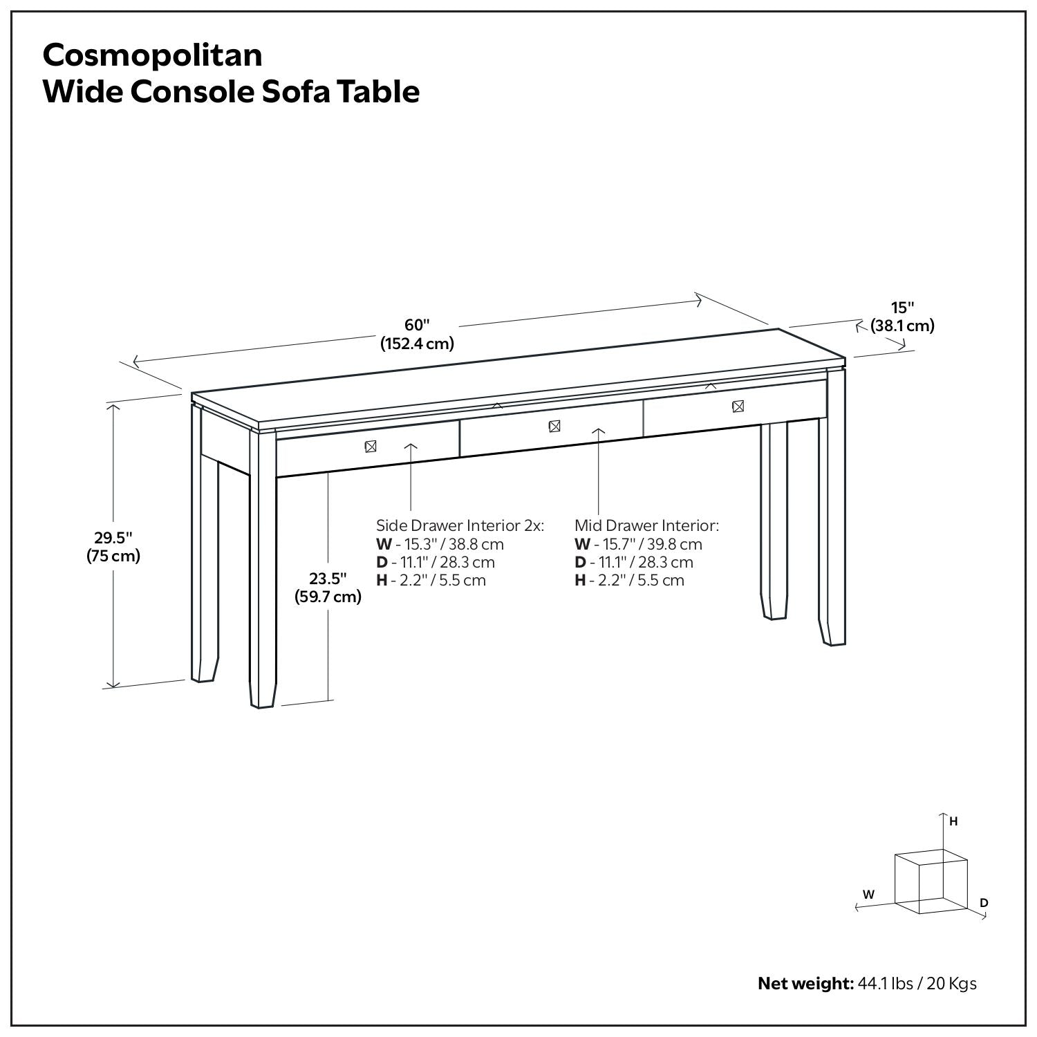 Cosmopolitan - Wide Console Sofa Table - Mahogany Brown