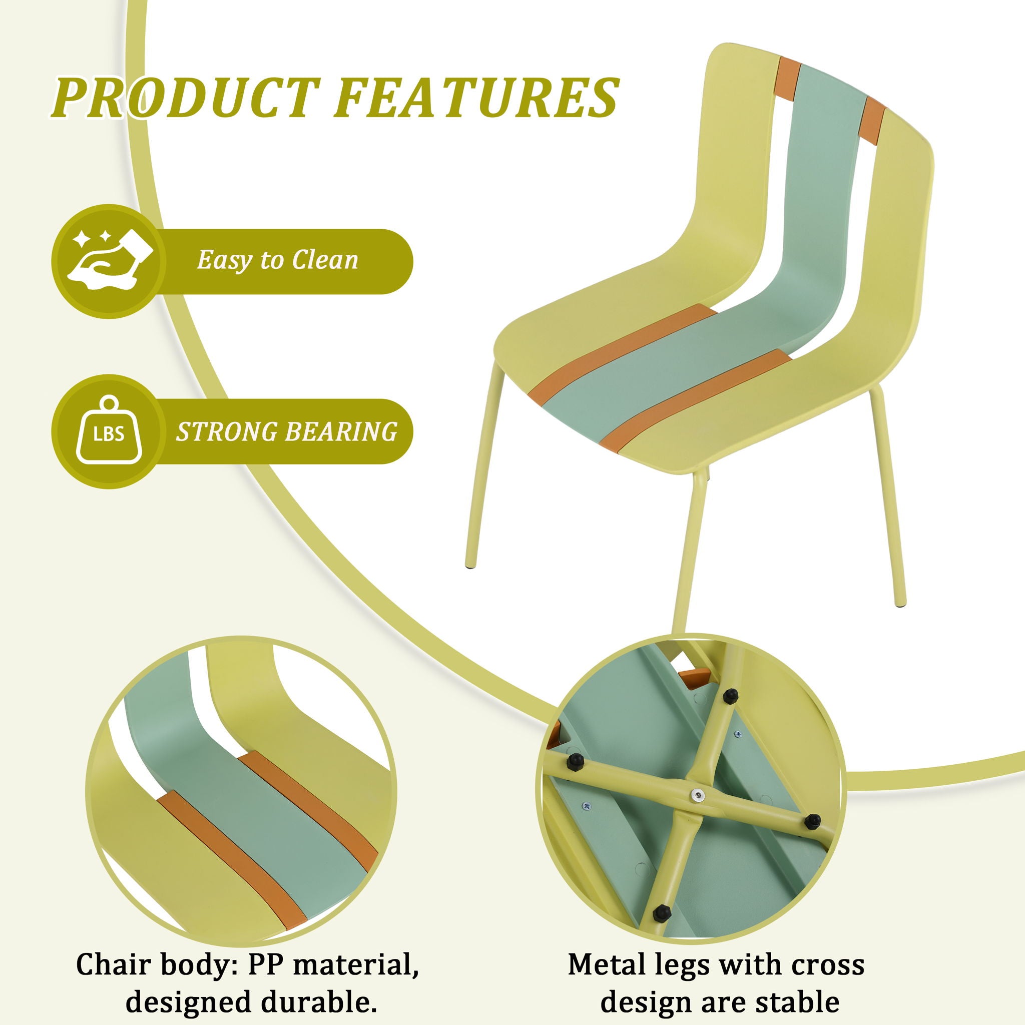 Modern Striped Blocking Single Chairs, Waterproof And Fade Resistant (Set of 4)