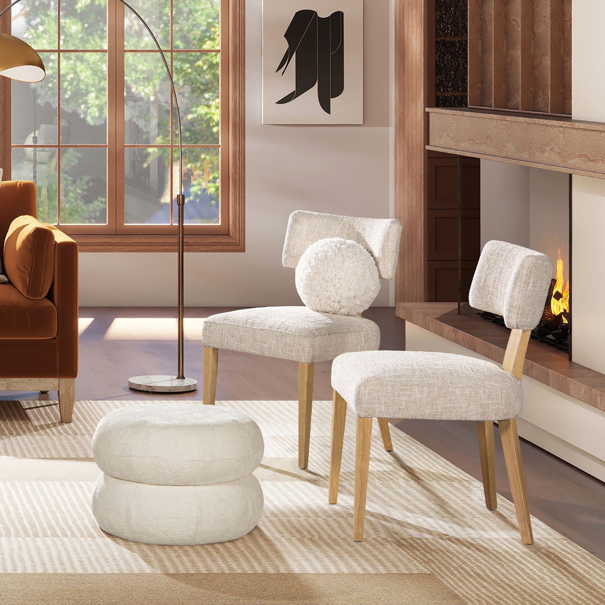 Ayla - Round Sphere Accent Ball Throw Pillow - Curly White - Best Buy Furniture