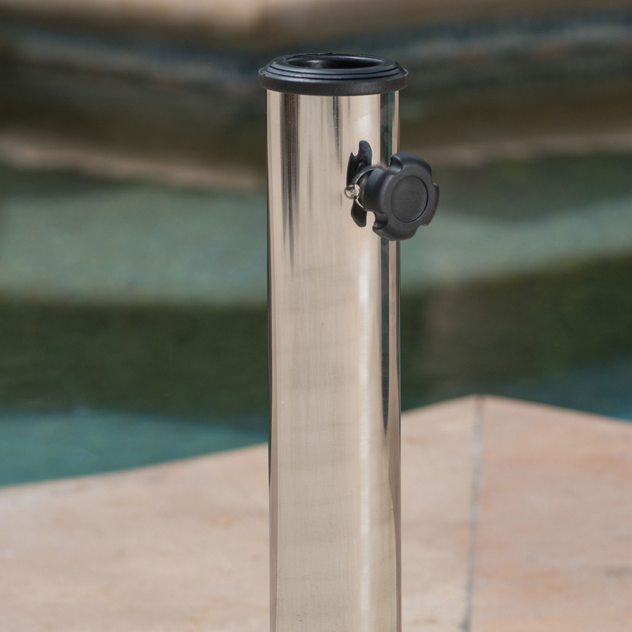 Wheelie - Round Umbrella Base With Stainless Steel Holder