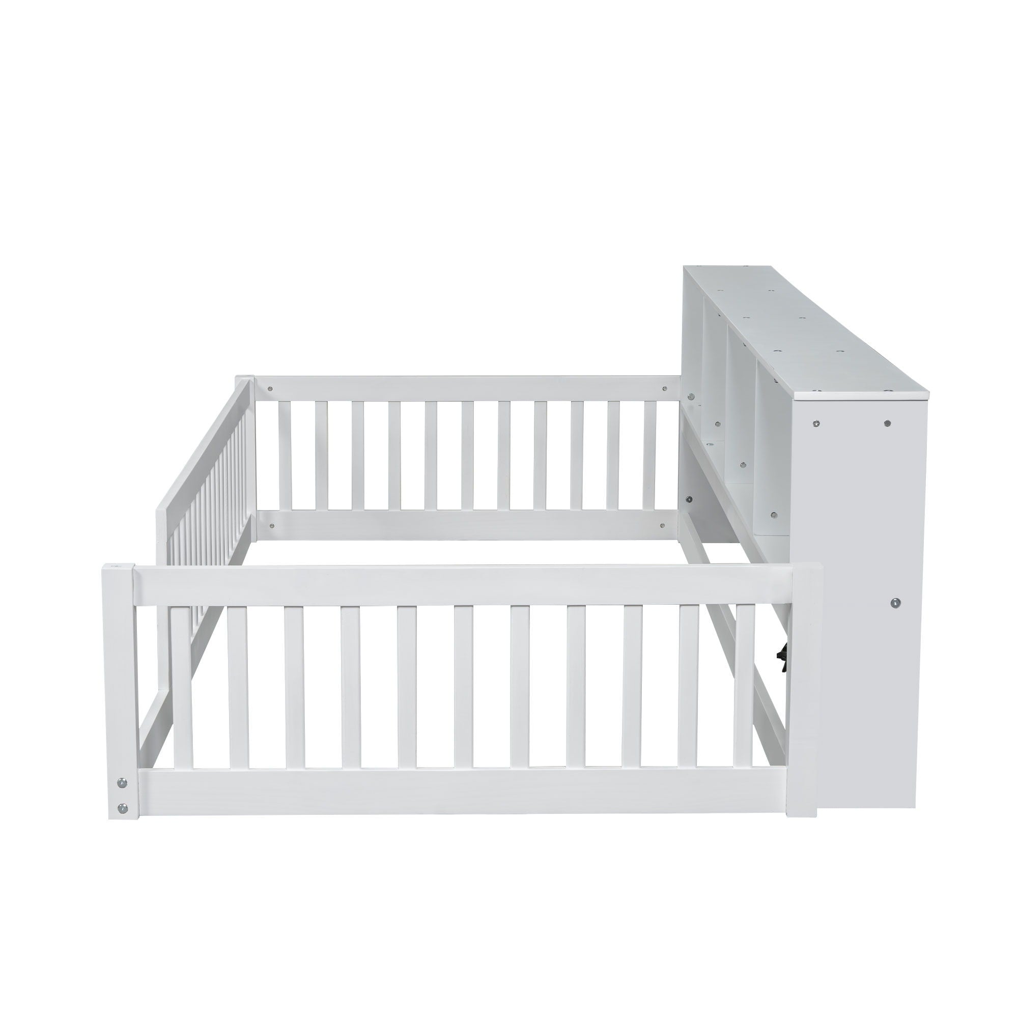 Floor Bed With Storage Cabinets And USB Ports