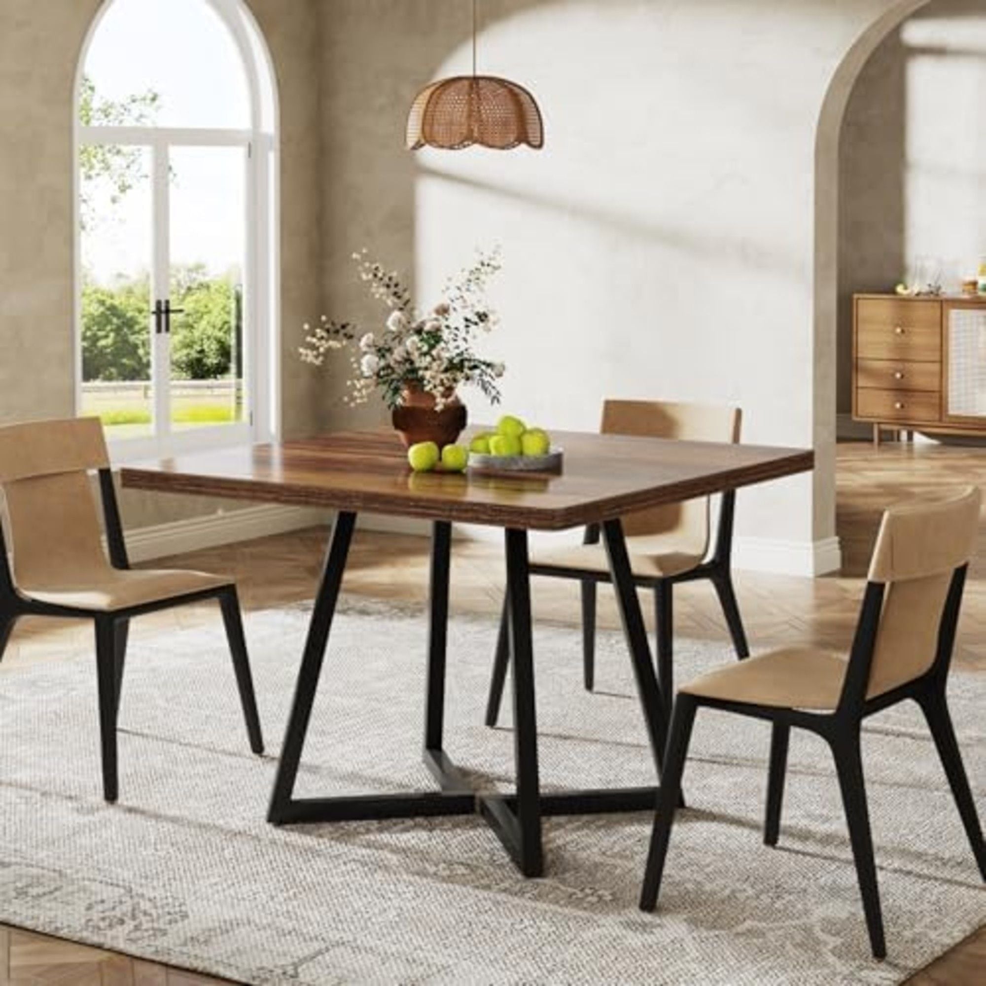 Square Dining Compact Kitchen Table - Brown / Black