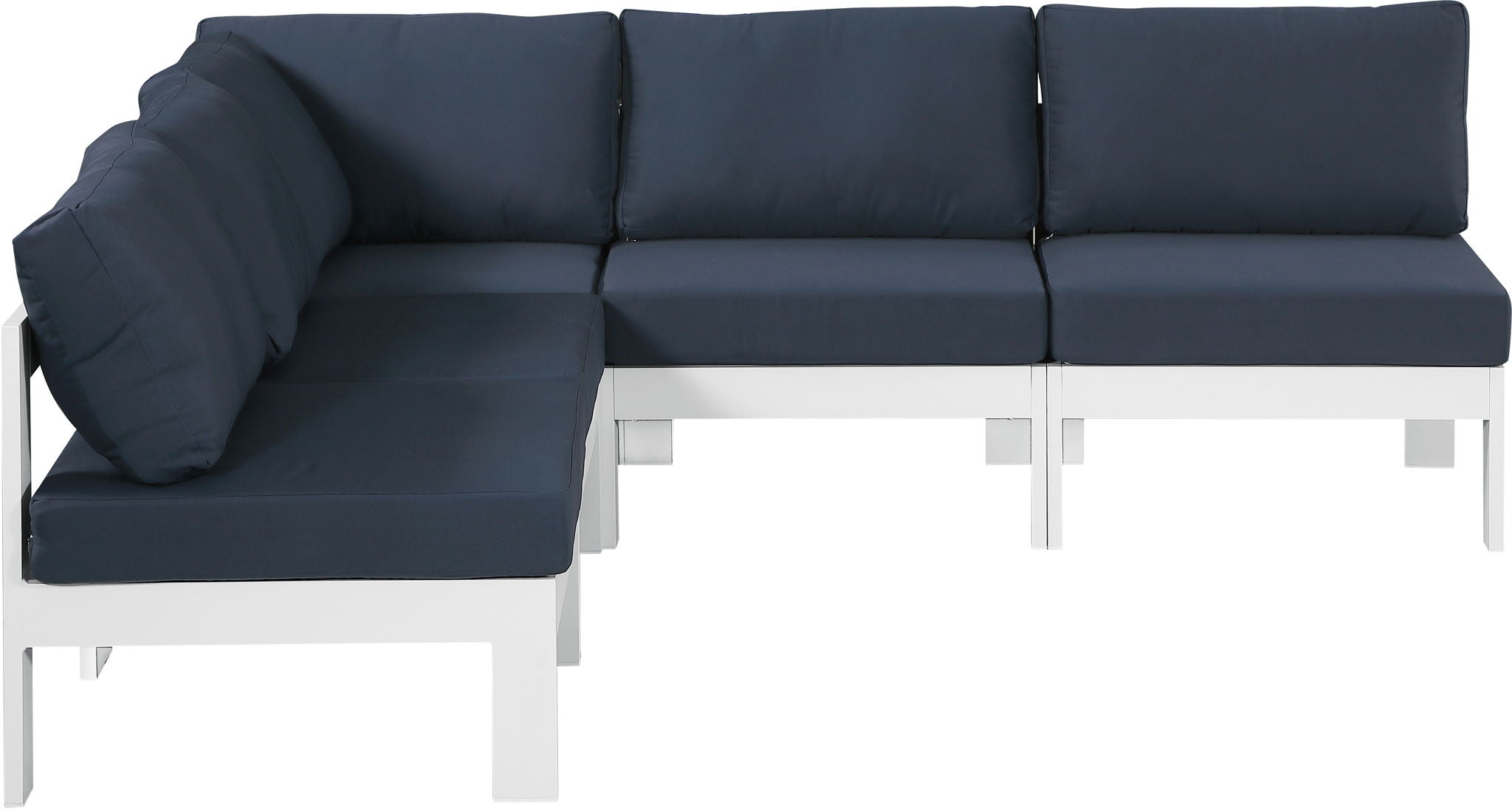 Nizuc - Outdoor Patio 5 Piece Modular Sectional With White Frame