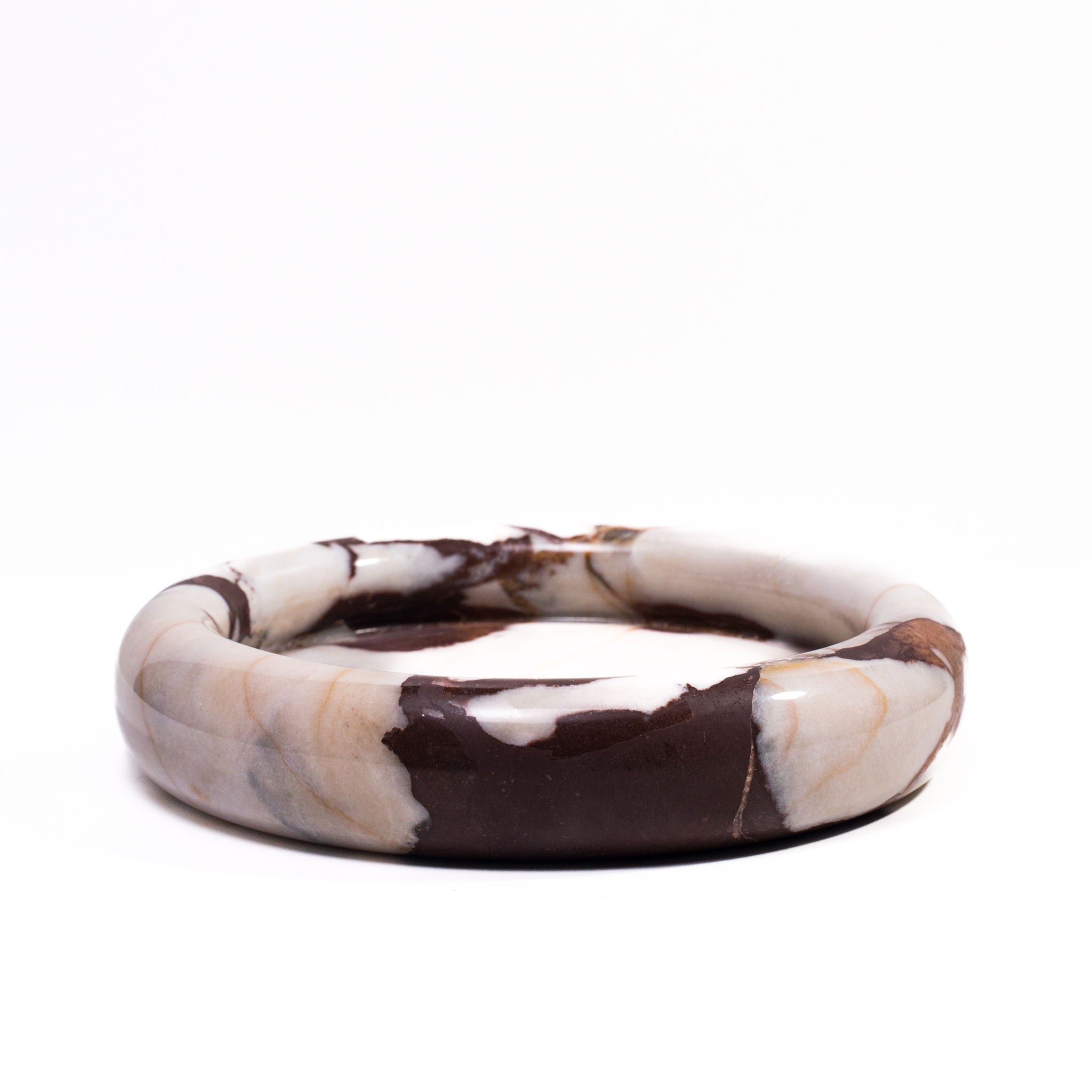 Marble Round Edged Catch-All - Breccia White Brown