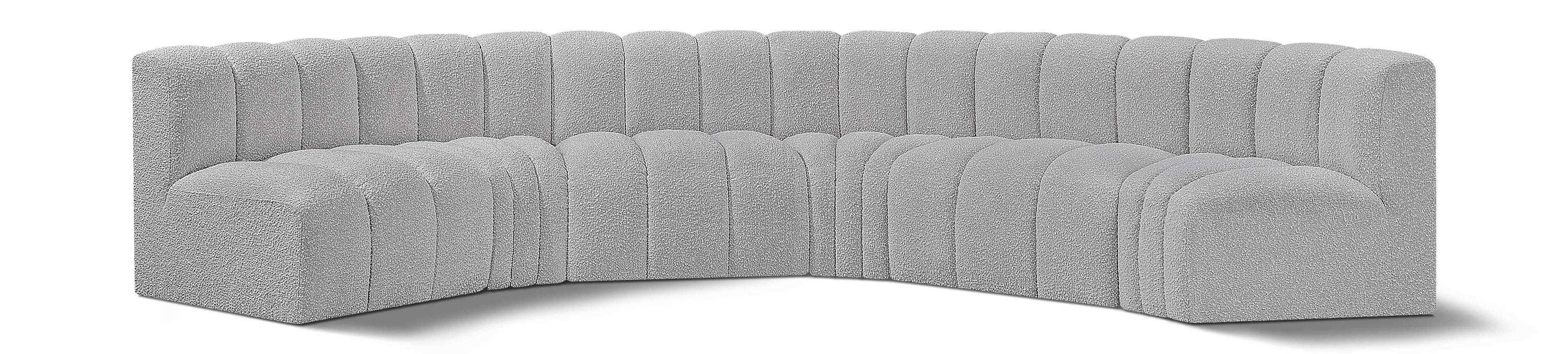 Arc - Boucle Fabric 6 Piece U-Shaped Modular Sofa