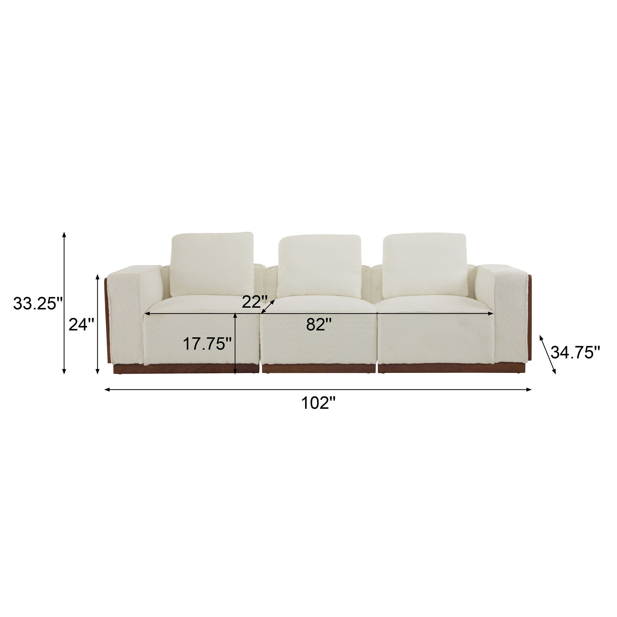 Chita - Sectional Sofa 3 Seater With Light Strip - Beige