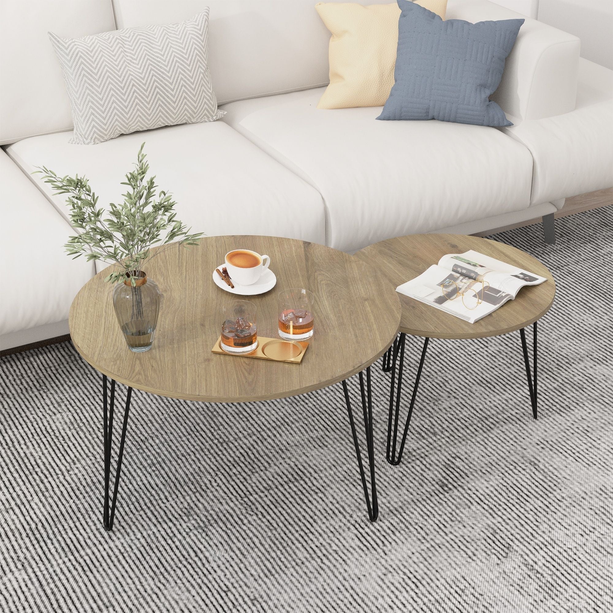 Round Nesting Coffee Table For Living Room (Set of 2)