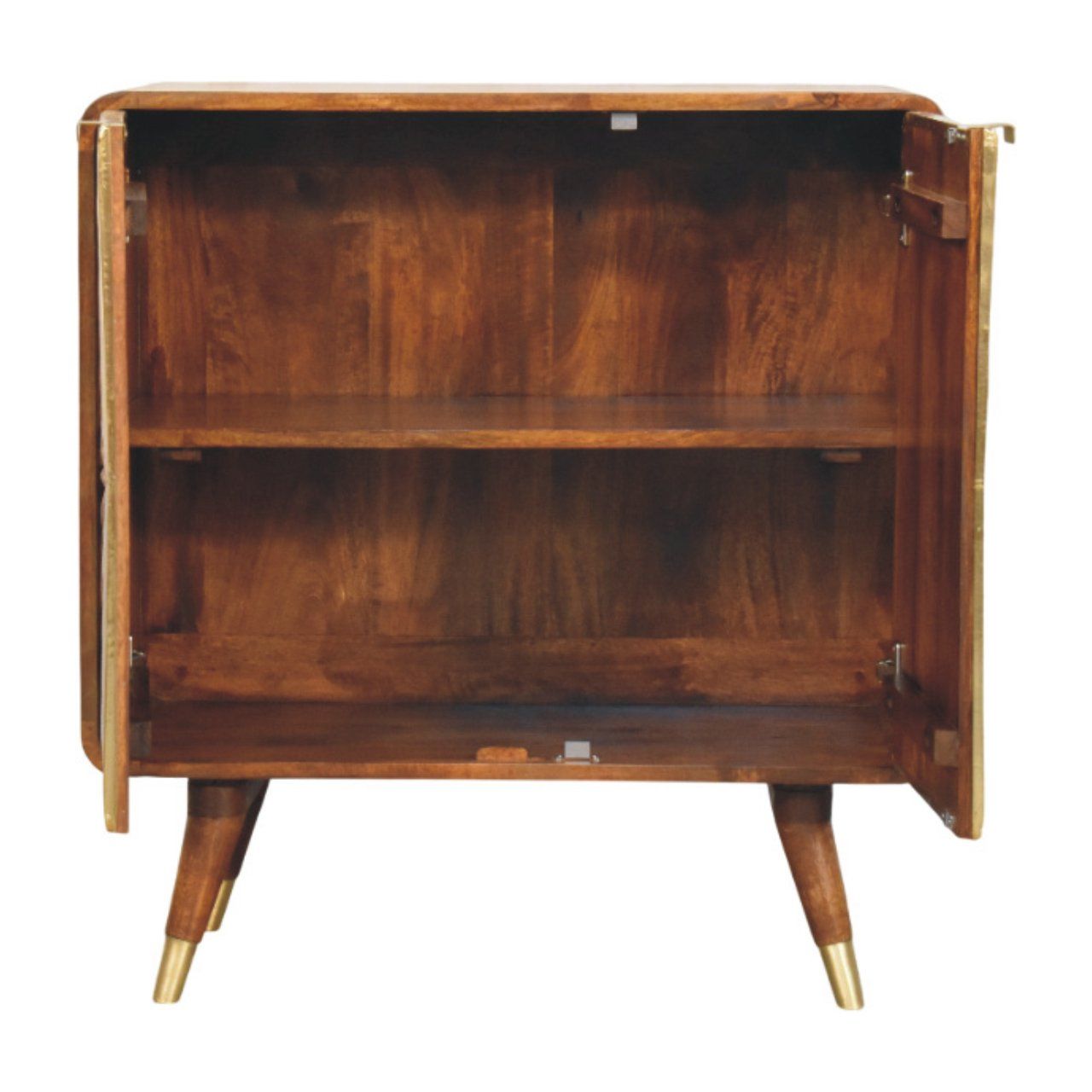 Avora - Brass Embossed 2 Door Cabinet - Brown / Golden