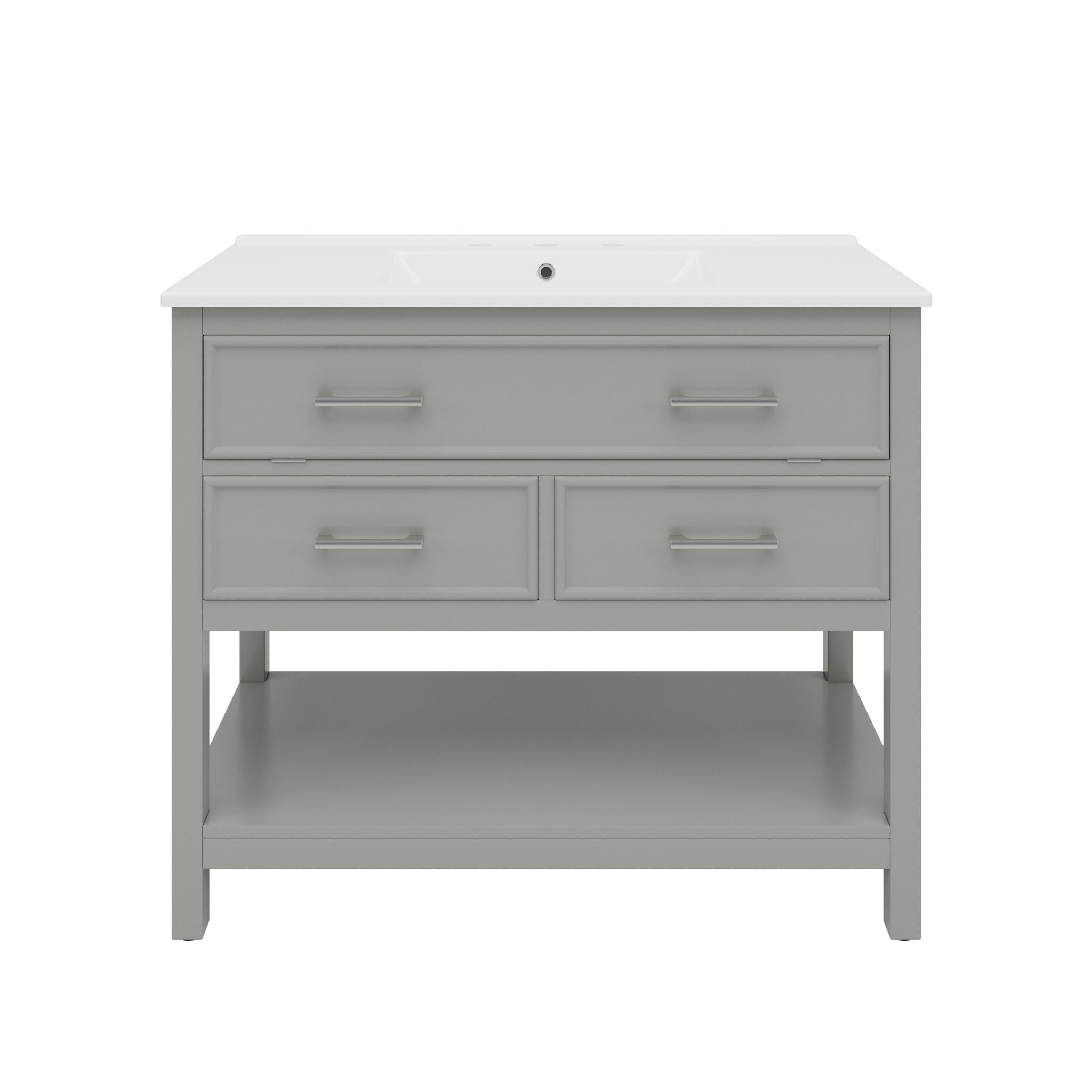 Bathroom Vanity With Ceramic Sink, Tip Out Tray & 2 Full Extension Drawers