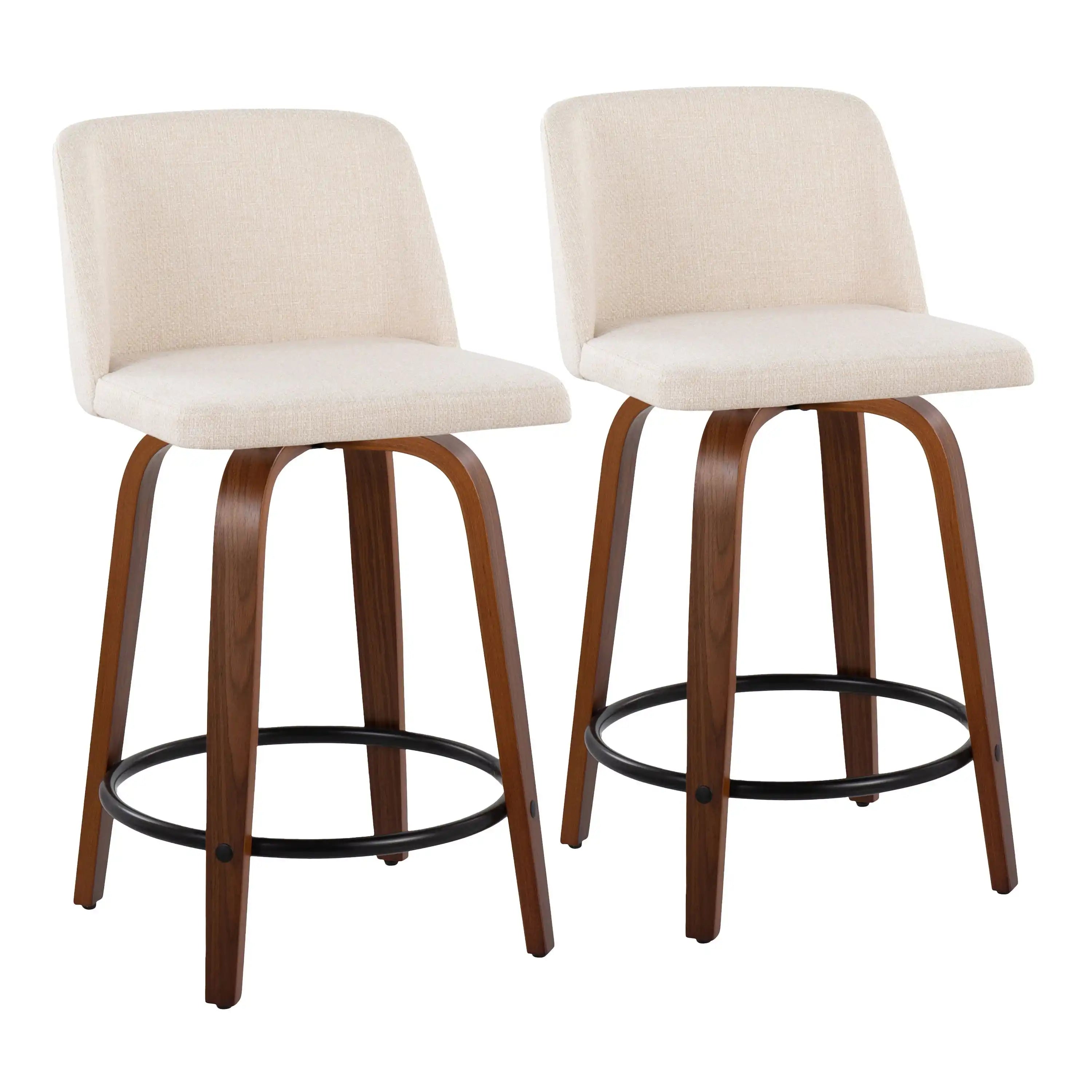 Toriano - Mid Century Modern, Fixed Height Counter Stool & Swivel And Round Footrest (Set of 2) - Best Buy Furniture