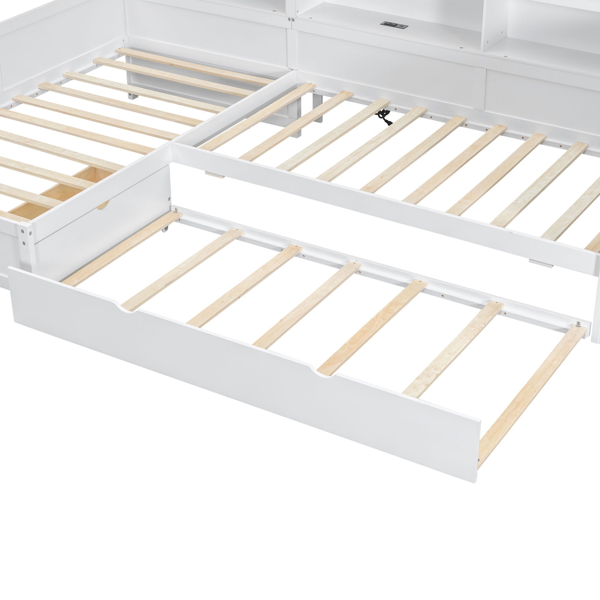 L Shaped Platform Bed With Trundle And Drawer