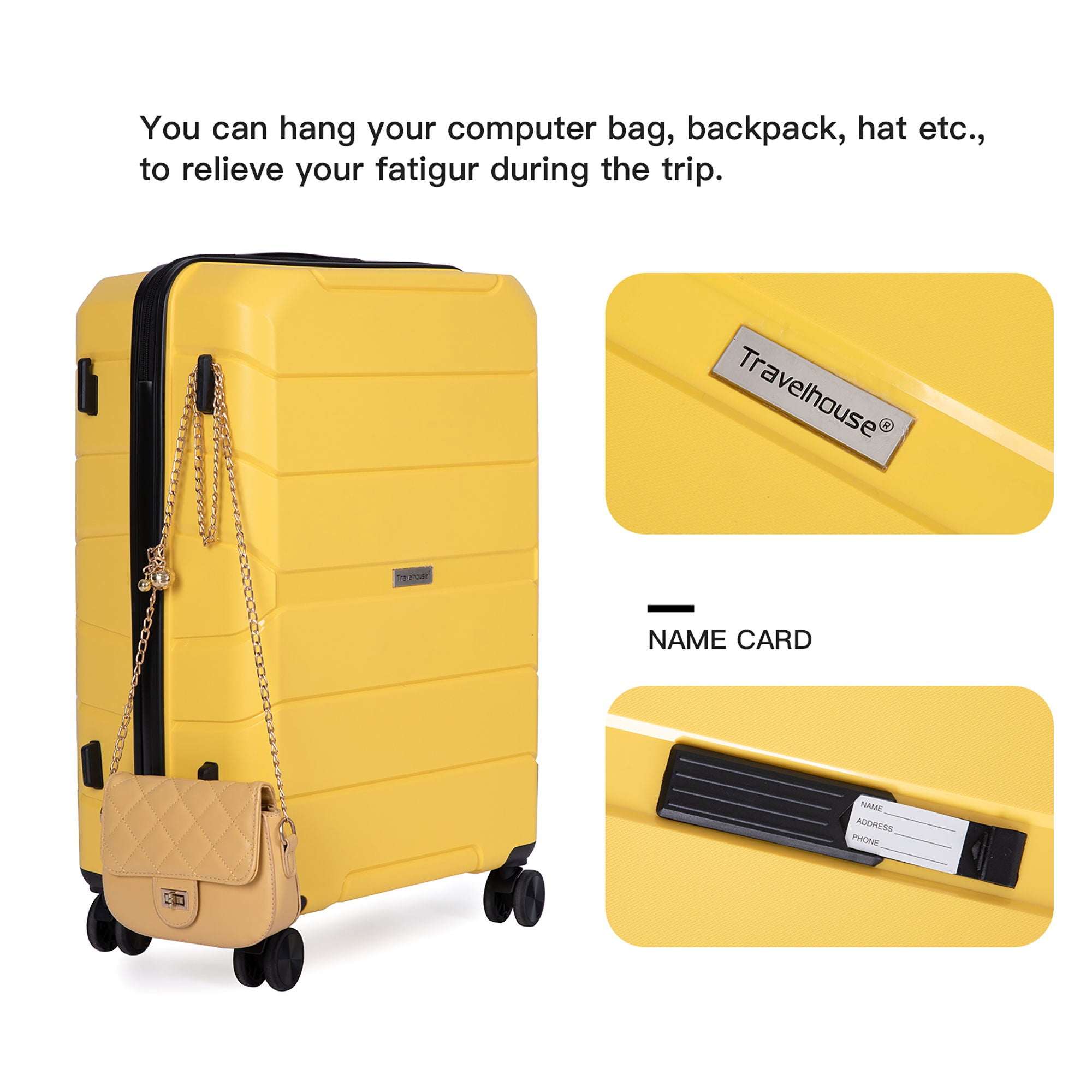 Hardshell Suitcase Spinner Wheels Lightweight Durable Suitcase With Tsa Lock, 3 Piece Set