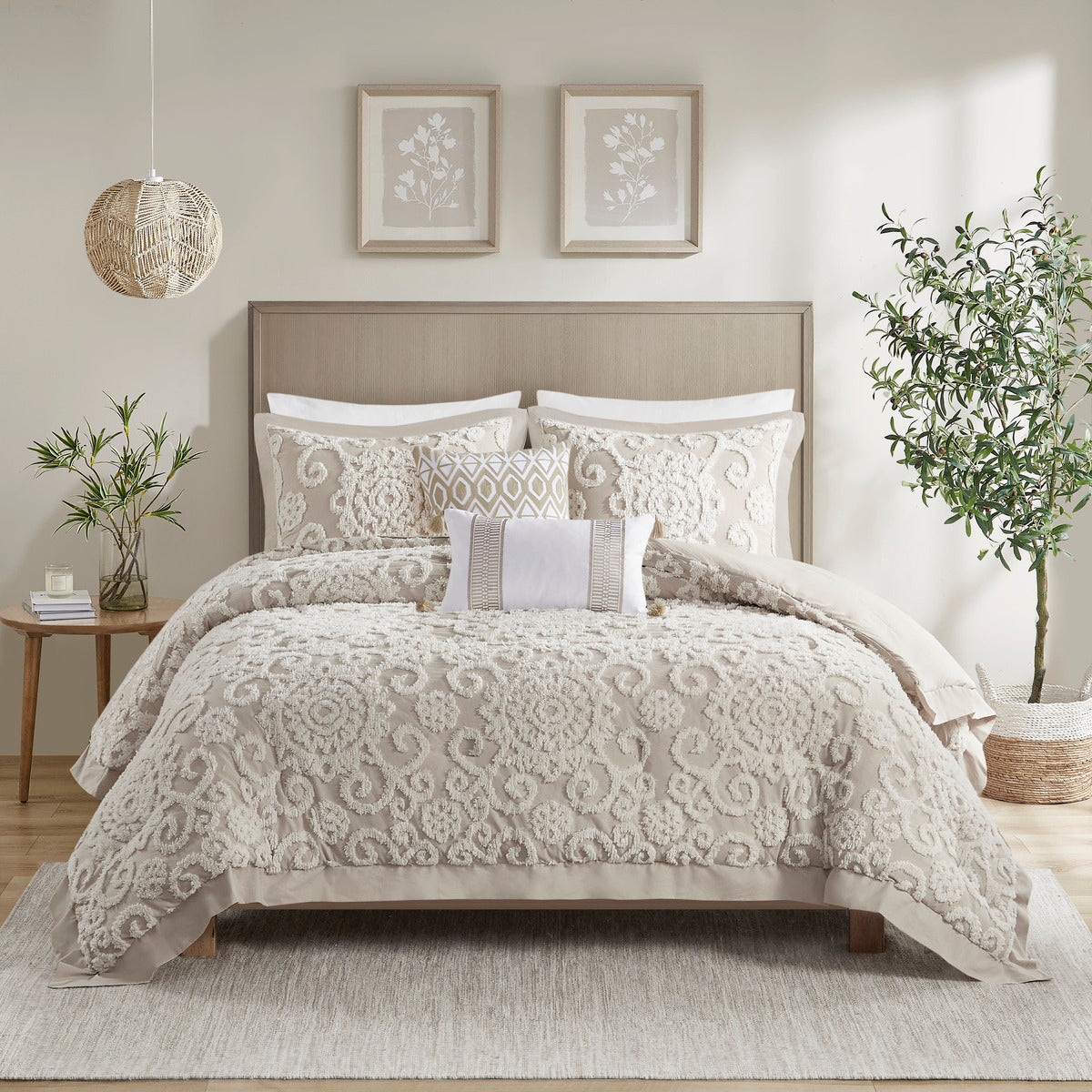 Cotton Comforter Mini Set Taupe King