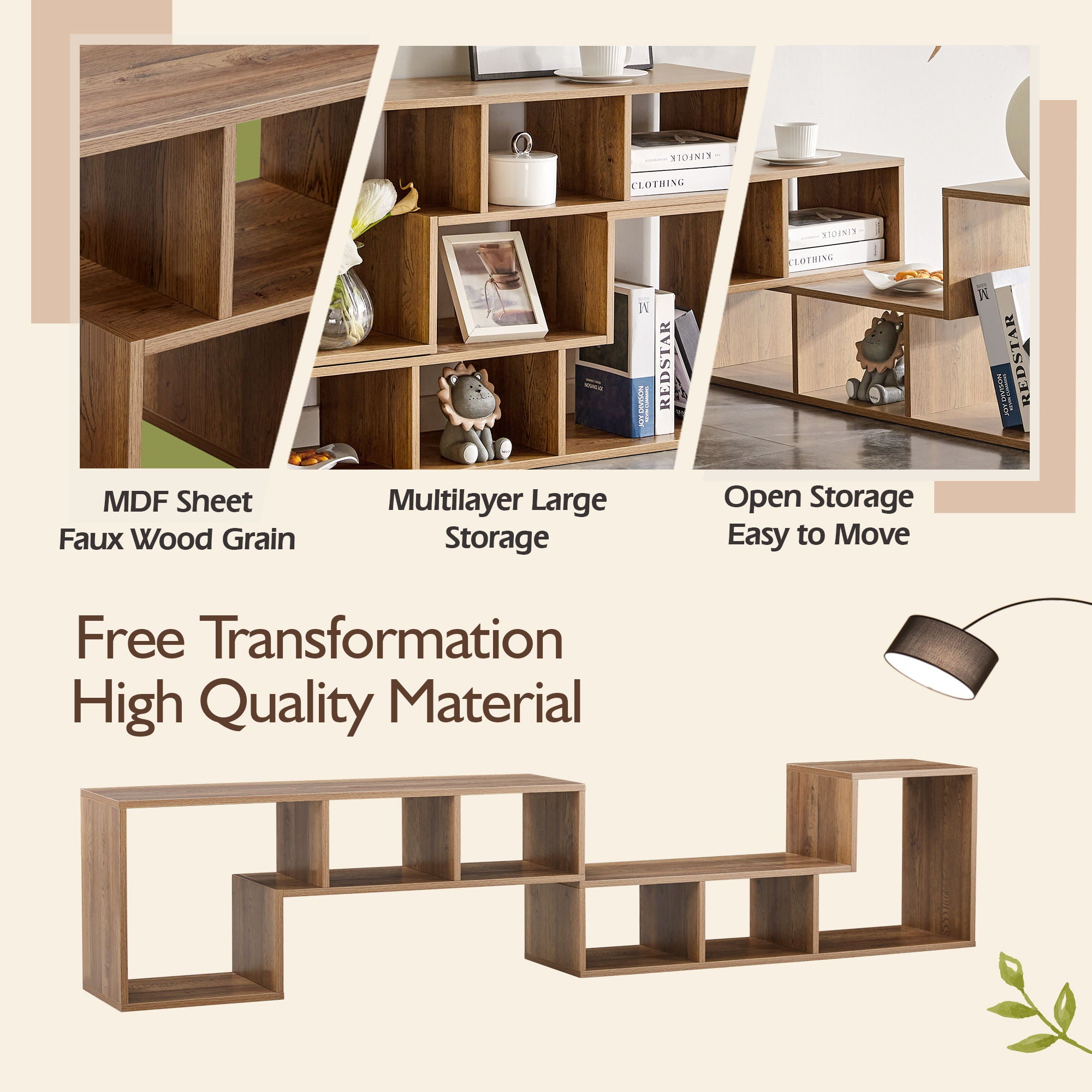 Minimalist Cube TV Stand With Adjustable Open Storage Shelves