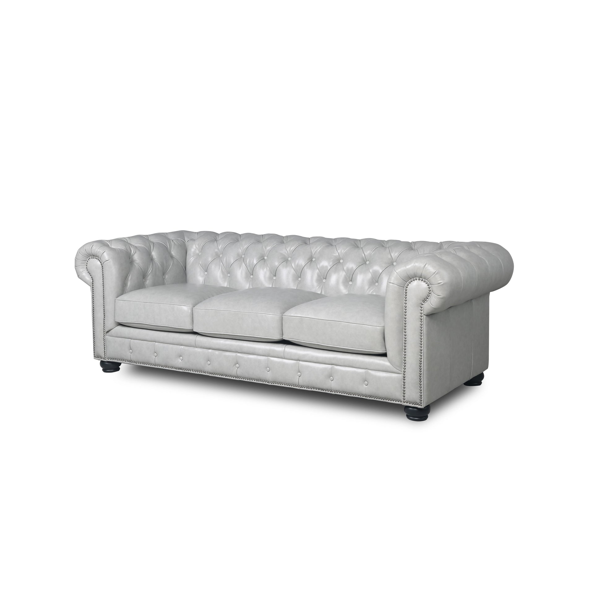 Traditional Tufted Leather Chesterfield Nailhead Sofa - Best Buy Furniture