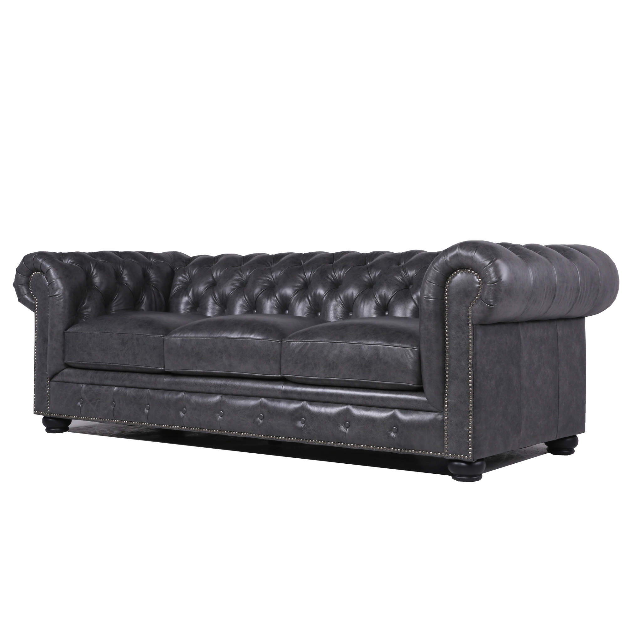 Traditional Tufted Leather Chesterfield Nailhead Sofa - Best Buy Furniture