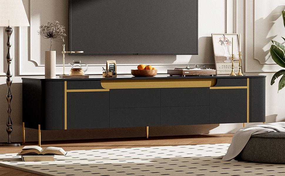 TV Stand For TVs Up To 80" With 4 Drawers And 2 Spacious Cabinets