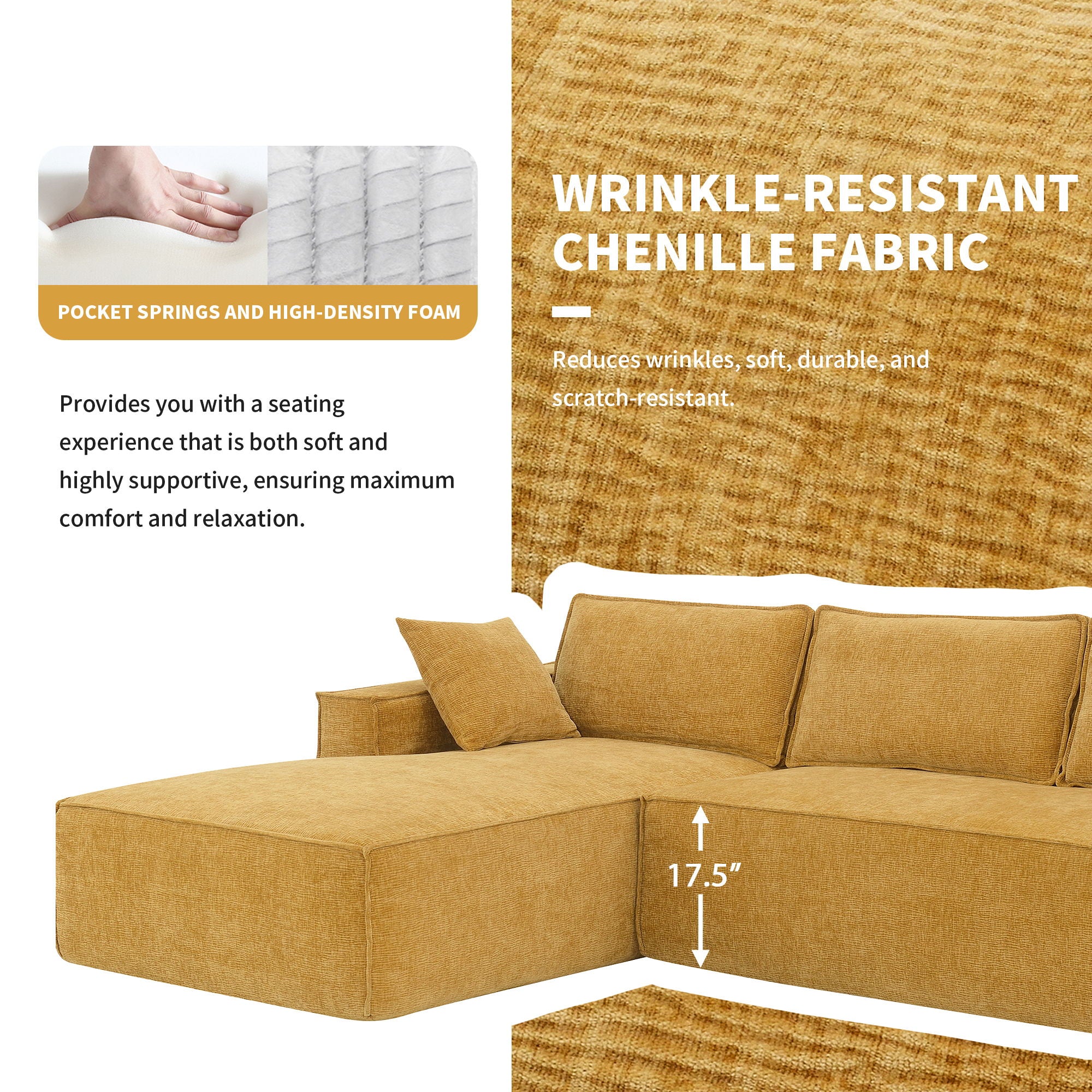 Free Combination Minimalist Style Modular Sectional, Wrinkle Resistant Couch Set L Shaped Compressed Sofa For Living Room