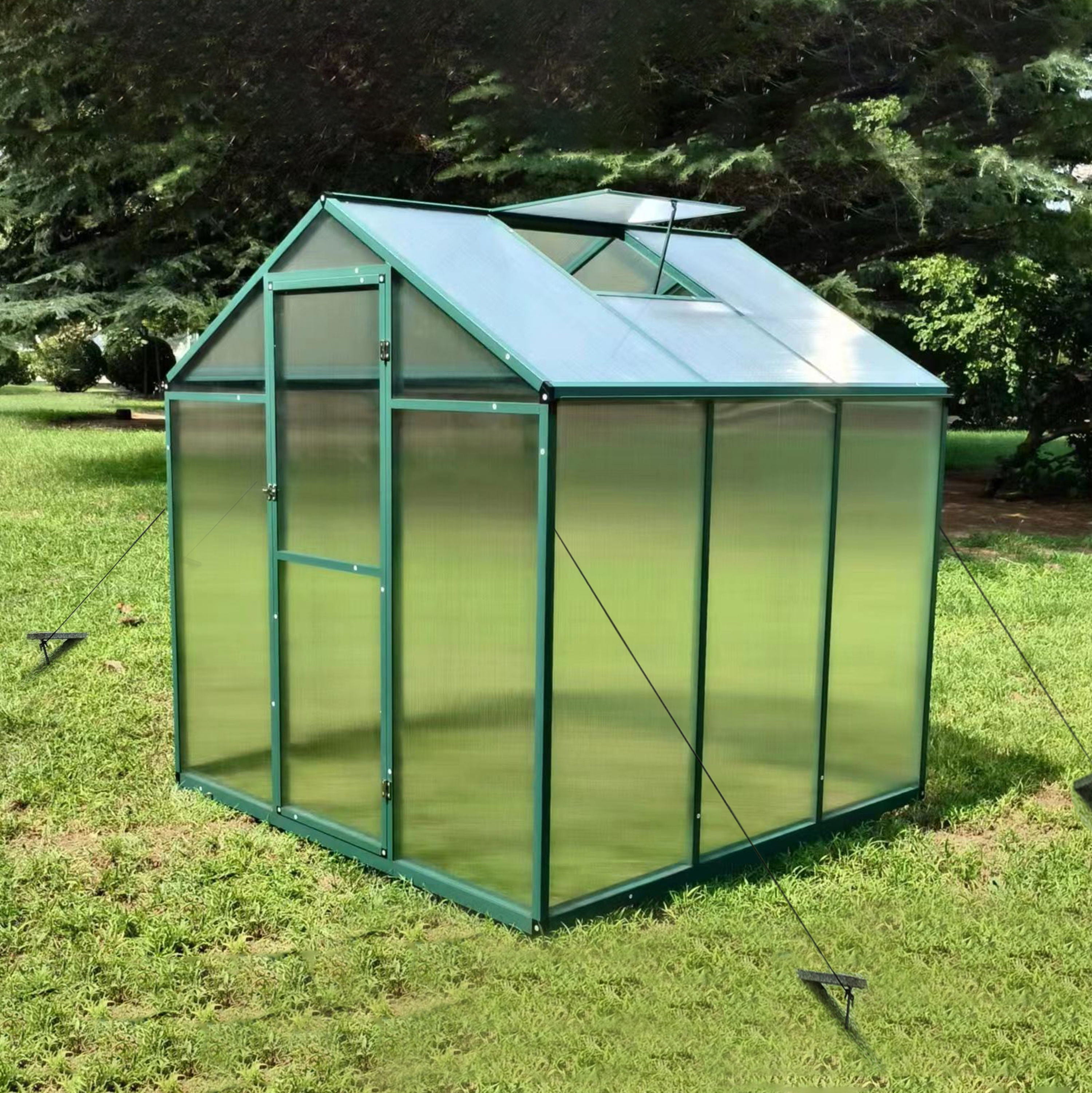 Polycarbonate Walk-In Greenhouse, Raised Base For Outdoor In All Season